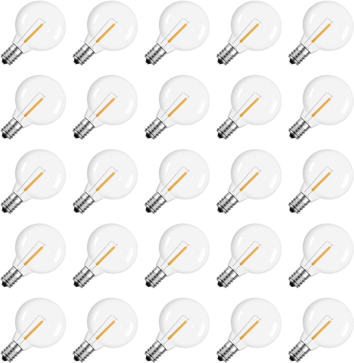 Gloeilamp - G40 LED Vervangingslampen - 6 cm - E12 Schroeffitting - 0,6W - Warm Wit - Voor Buitenslingerlichten - 25 stuks