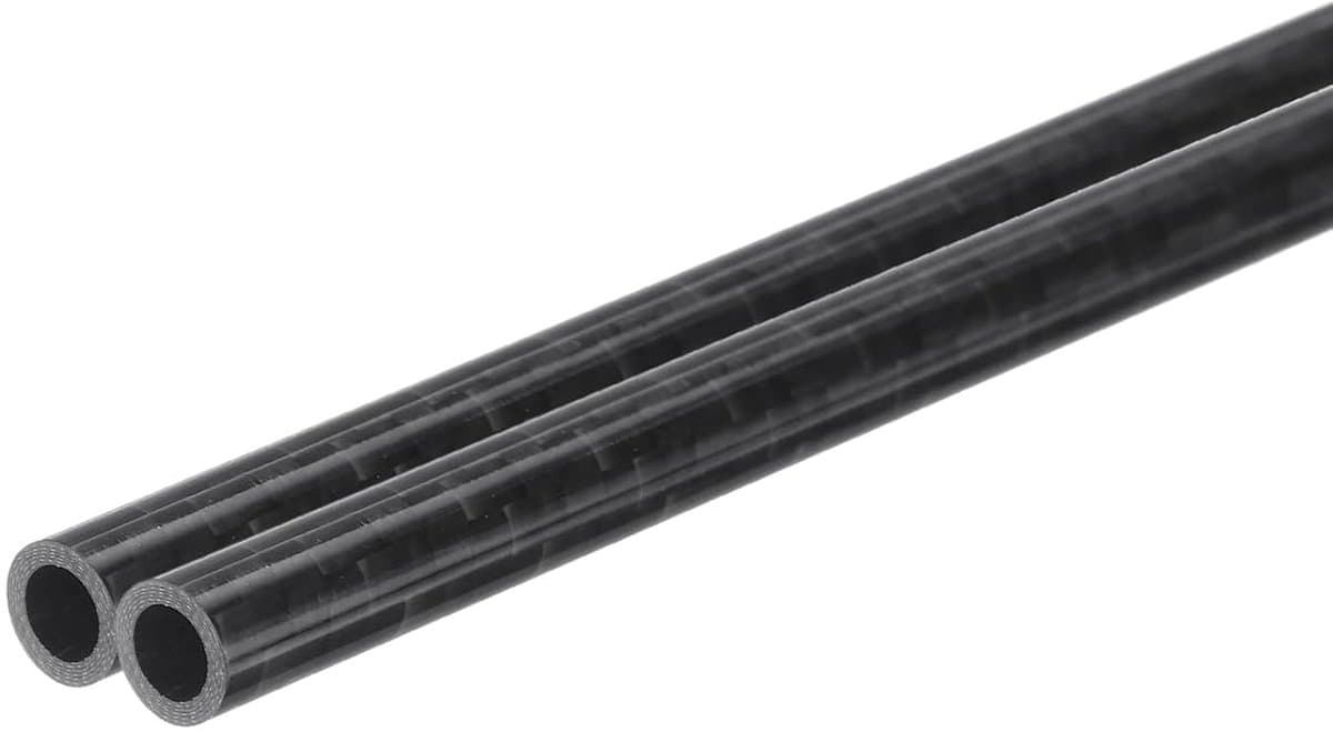 2 stuks buizen van koolstofvezel, 4 x 6 x 500 mm, glanzend oppervlak, stang 3K omwikkeld met pure carbon ronde buis voor RC multicopter vliegtuigen