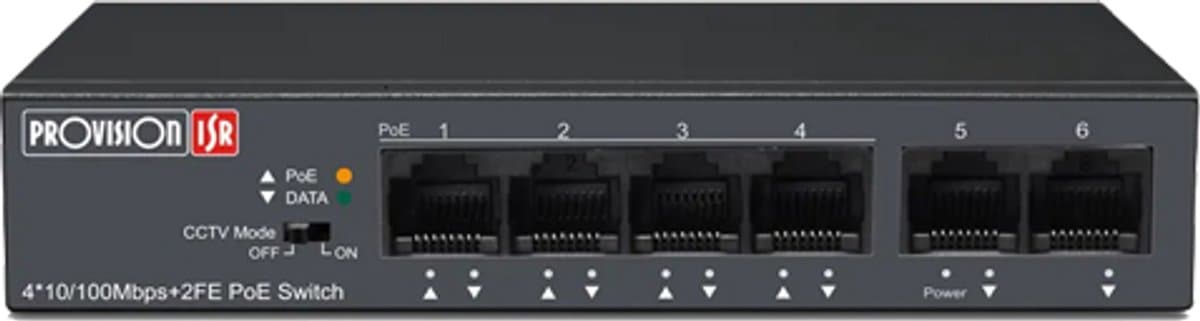 Provision-ISR POE Switch 4+2-Port 10/100 Mbps, 60 Watt