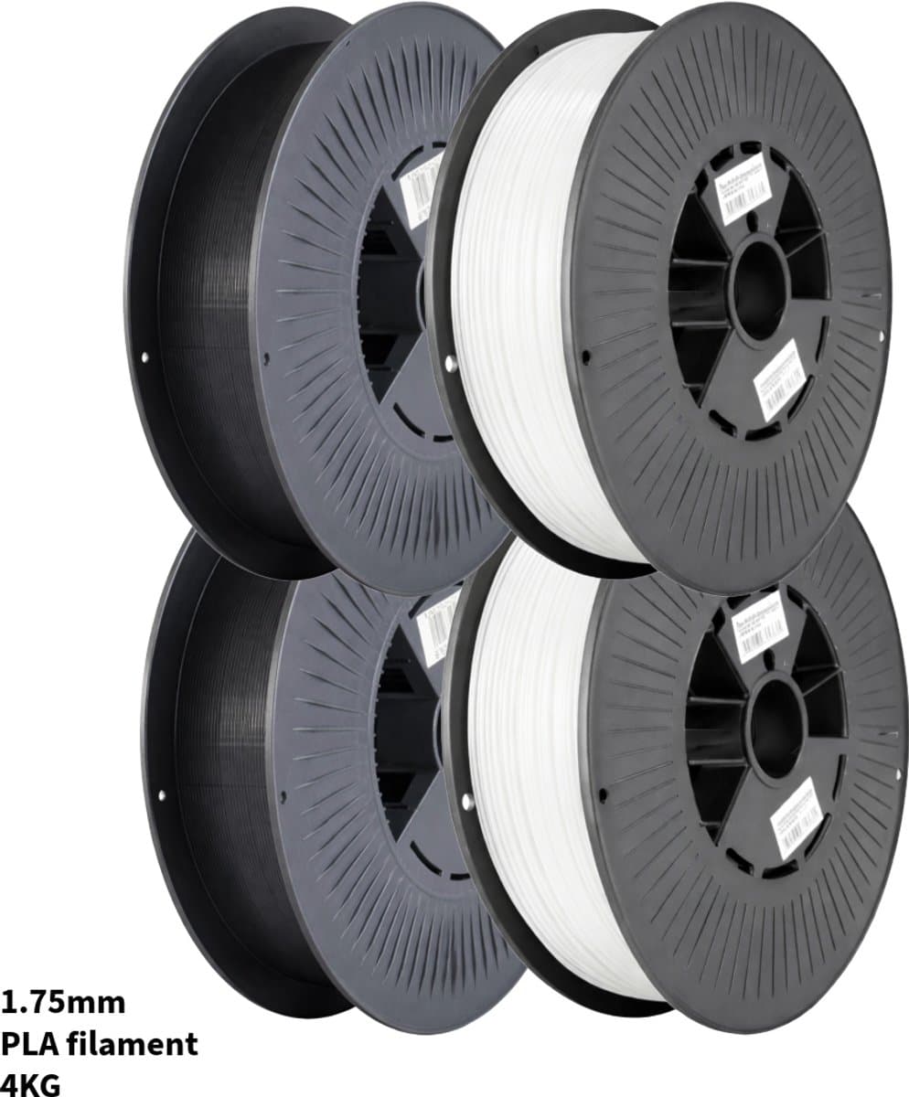PLA+ Black & White Voordeelpakket 3D Printer Filament 1.75 mm - Hoge Kwaliteit en Duurzaam - Compatibel met Creality, Bambu Lab, Esun en Meer - Perfect voor Prototypes, Modellen en Accessoires - Professioneel en Thuisgebruik