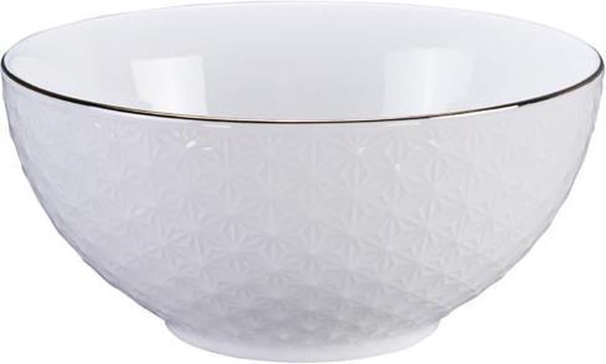 Tokyo Design Studio - Nippon White - Goude Rand Kom 15x7cm 550ml Sterren Wit Goud