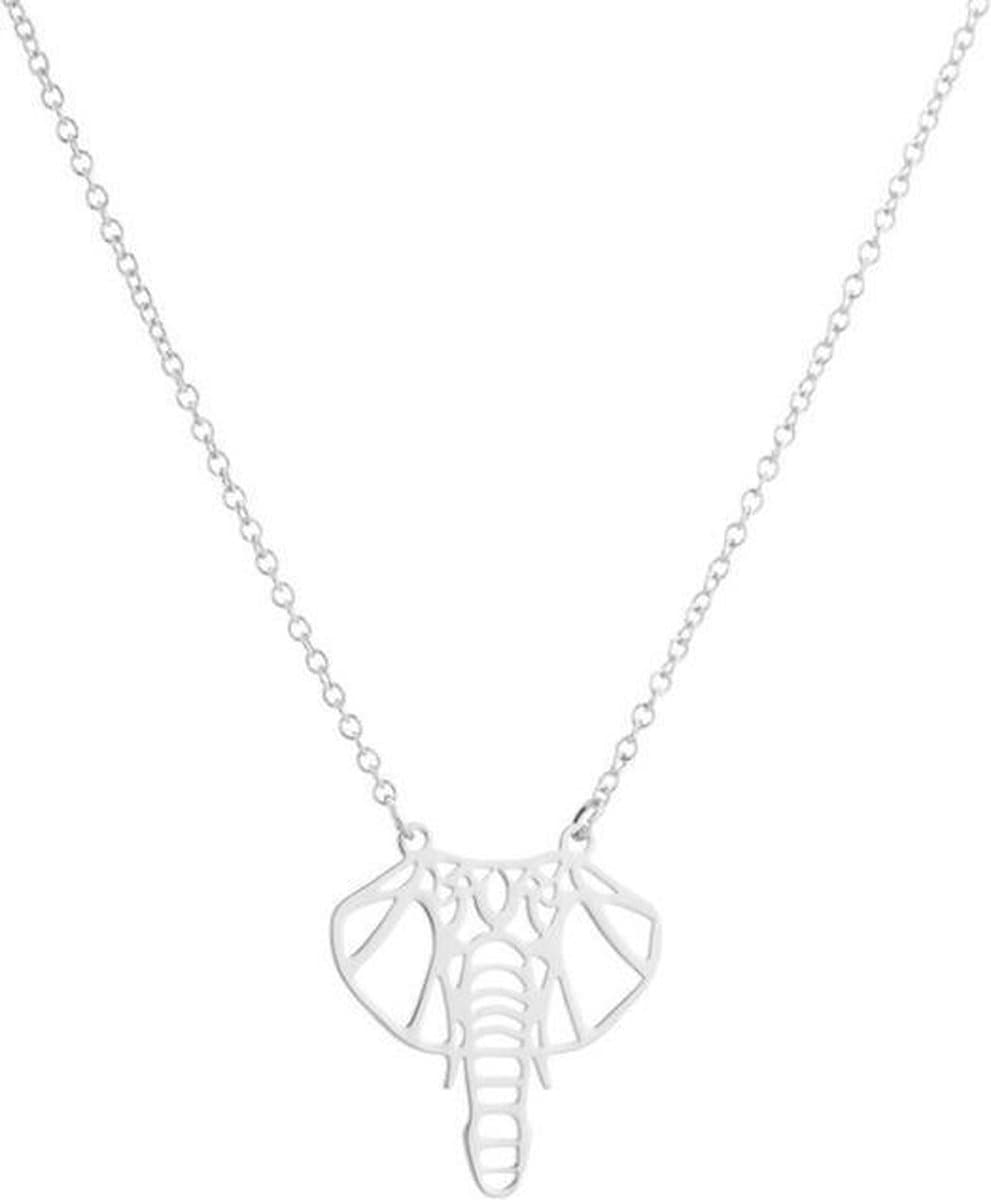 24/7 Jewelry Collection Origami Olifant Ketting - Zilverkleurig