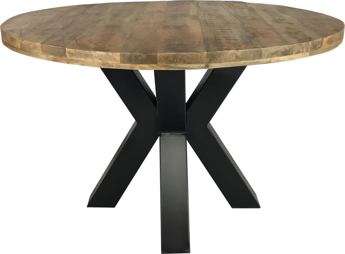 Ronde eettafel 130cm mangohout industrieel