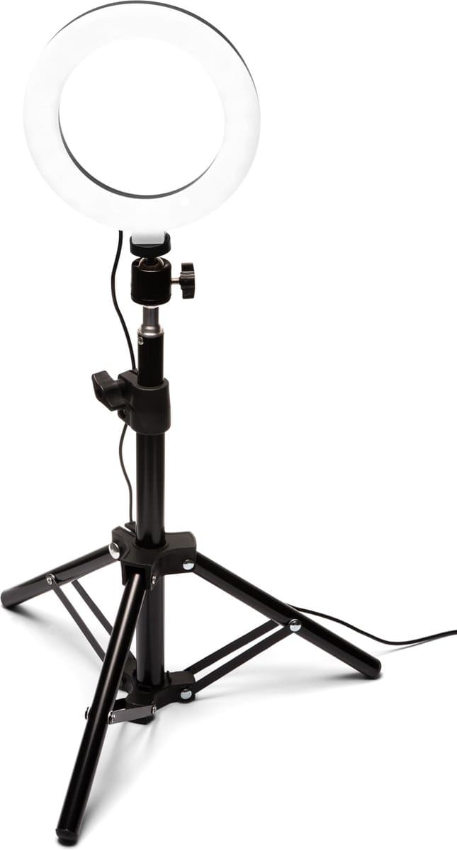 Rio RL06 -LED ringlamp met statief - Selfie Ringlight voor Telefoon- USB oplaadbaar - 3 lichtinstellingen - 15 cm - USB oplaadbaar