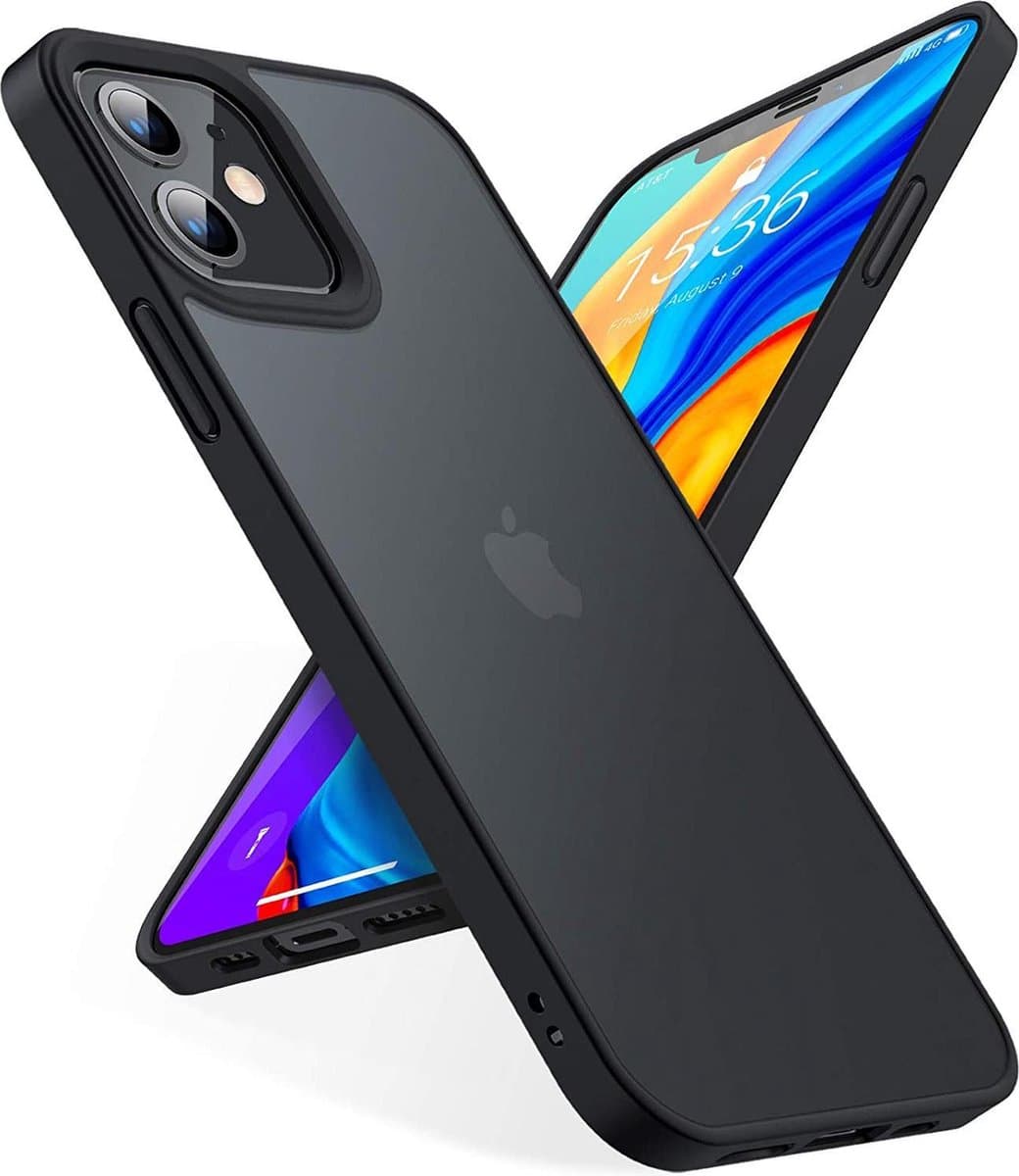Torras geschikt voor iPhone 12 Pro Max Semi Transparant Shockproof hoes - Black