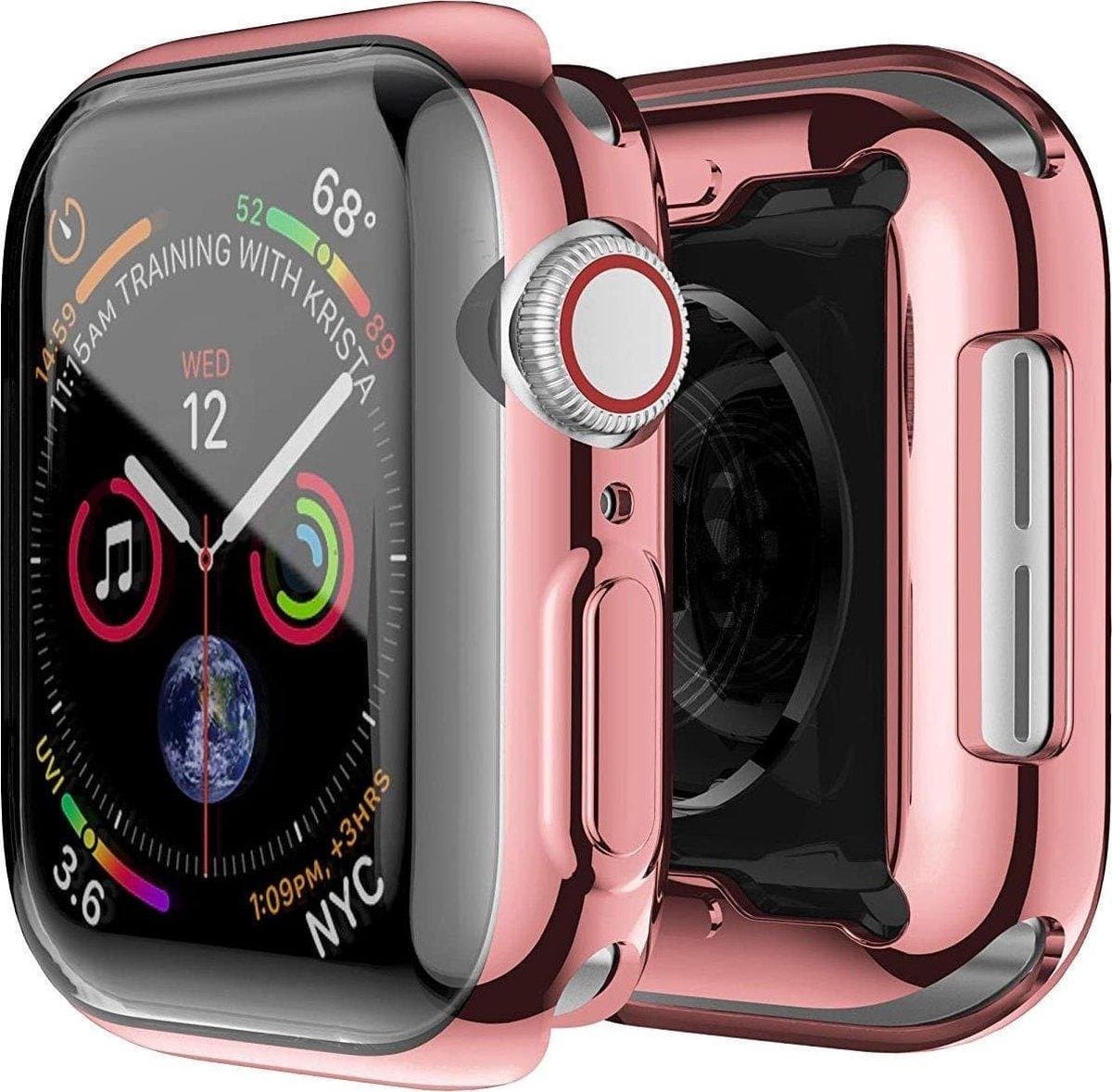 YPCd® Apple Watch Siliconen Case - Rosé Goud - 44mm - 360 bescherming