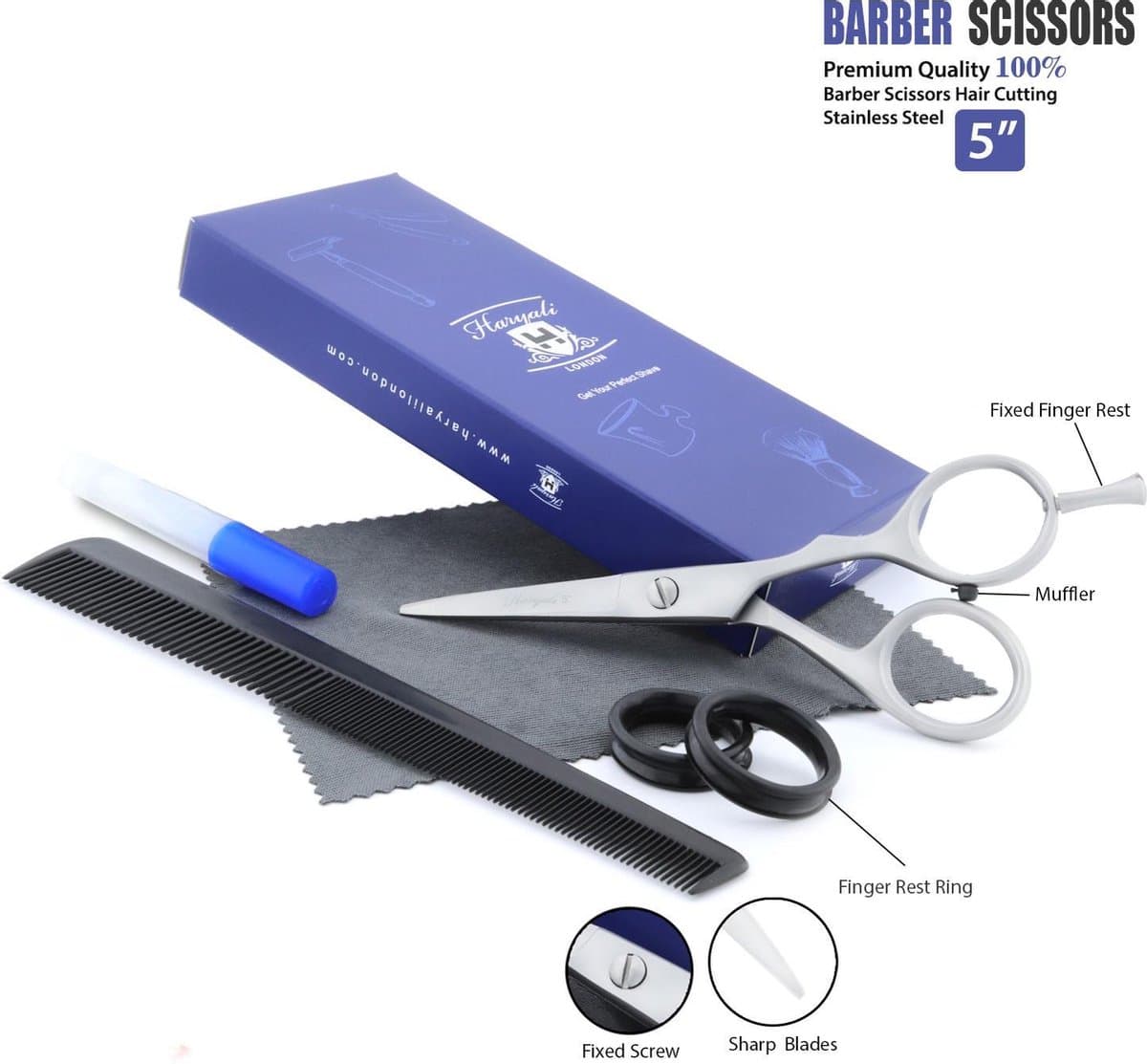 Haryali London 5 Inhes Professionele Kappersschaar Japanese Staal - Scherpe Schaar Rechtshandig haar Knipschaar (Hairdressing Scissor)