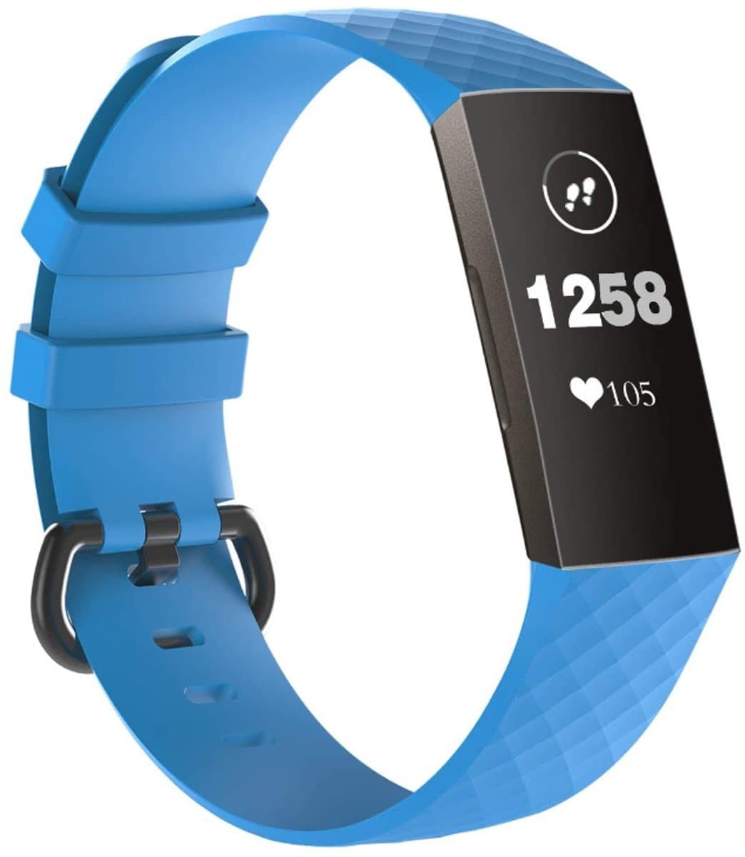 Fitbit Charge 3 silicone band (lichtblauw) - Afmetingen: Maat S