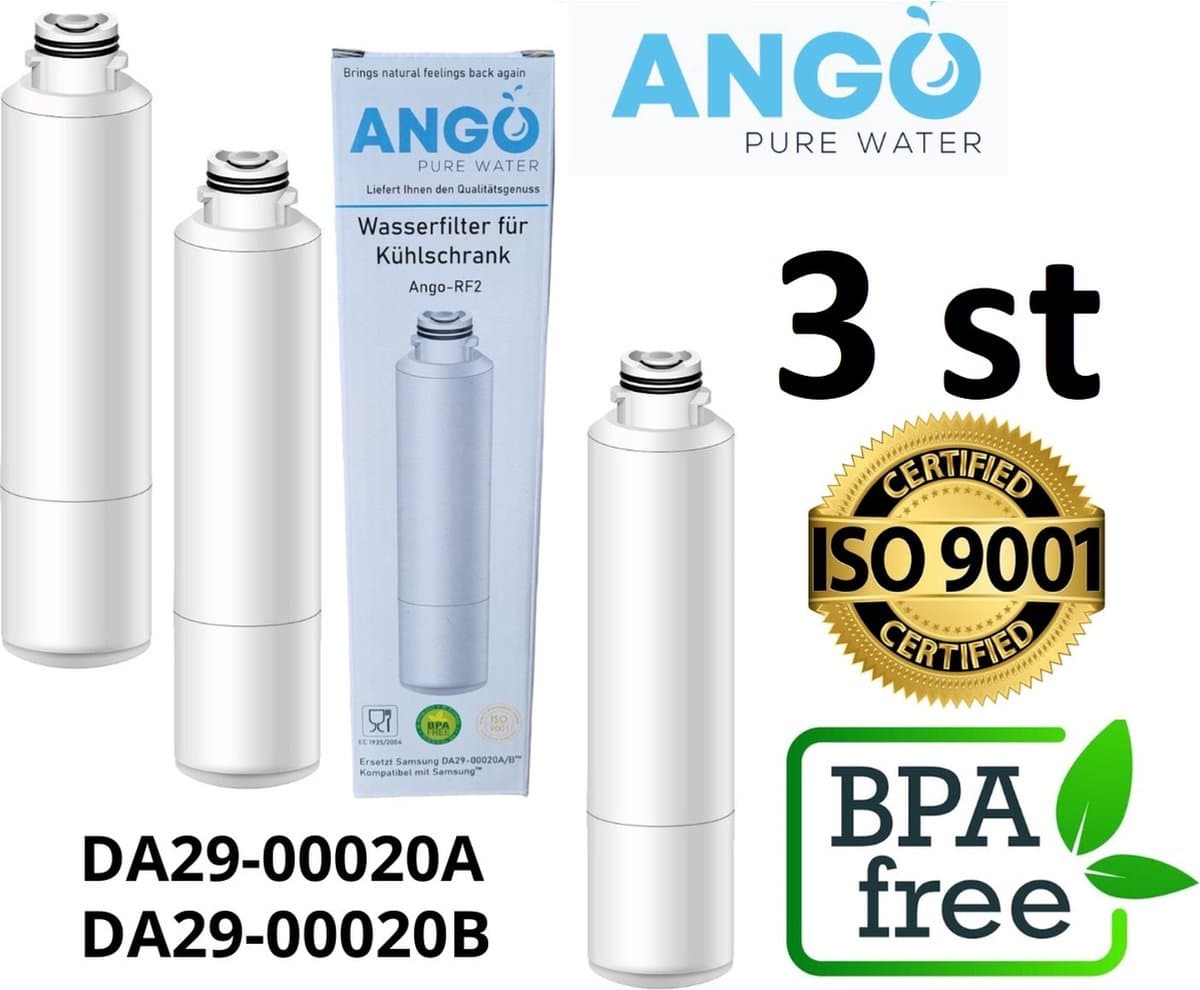 DA29-00020A / DA29-00020B - 3 st. Ango waterfilter vervanging voor Samsung koelkasten, Hoogwaardige vervanging voor modellen met de filtermarkering DA29-00020A / DA29-00020B, 3 stuks