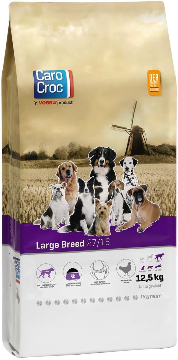CaroCroc Hondenvoer - Large Breed - Eiwit 27%, 12.5kg, Geschikt voor Grote Rassen