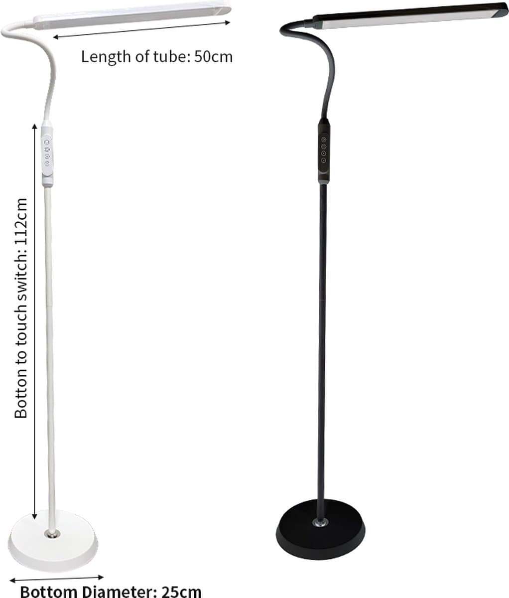 Flexibele Zwarte LED Vloerlamp – Verstelbare Kleurtemperatuur – Ideaal voor Wimperextensions, Make-up, Schoonheidsbehandelingen, Lashlift, PMU – Geschikt voor Woonkamer en als Leeslamp