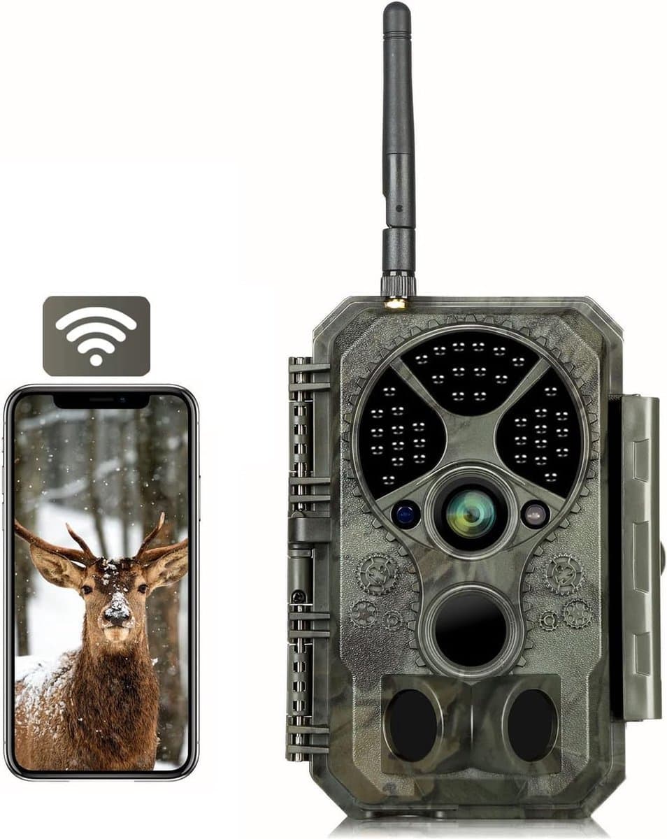 32MP 1296P WiFi Wildcamera met Nachtzicht en Bewegingsdetectie, IP66 Waterdicht, 120° Breedhoek en 0,1s Activatietijd voor Tuin en Boerderij