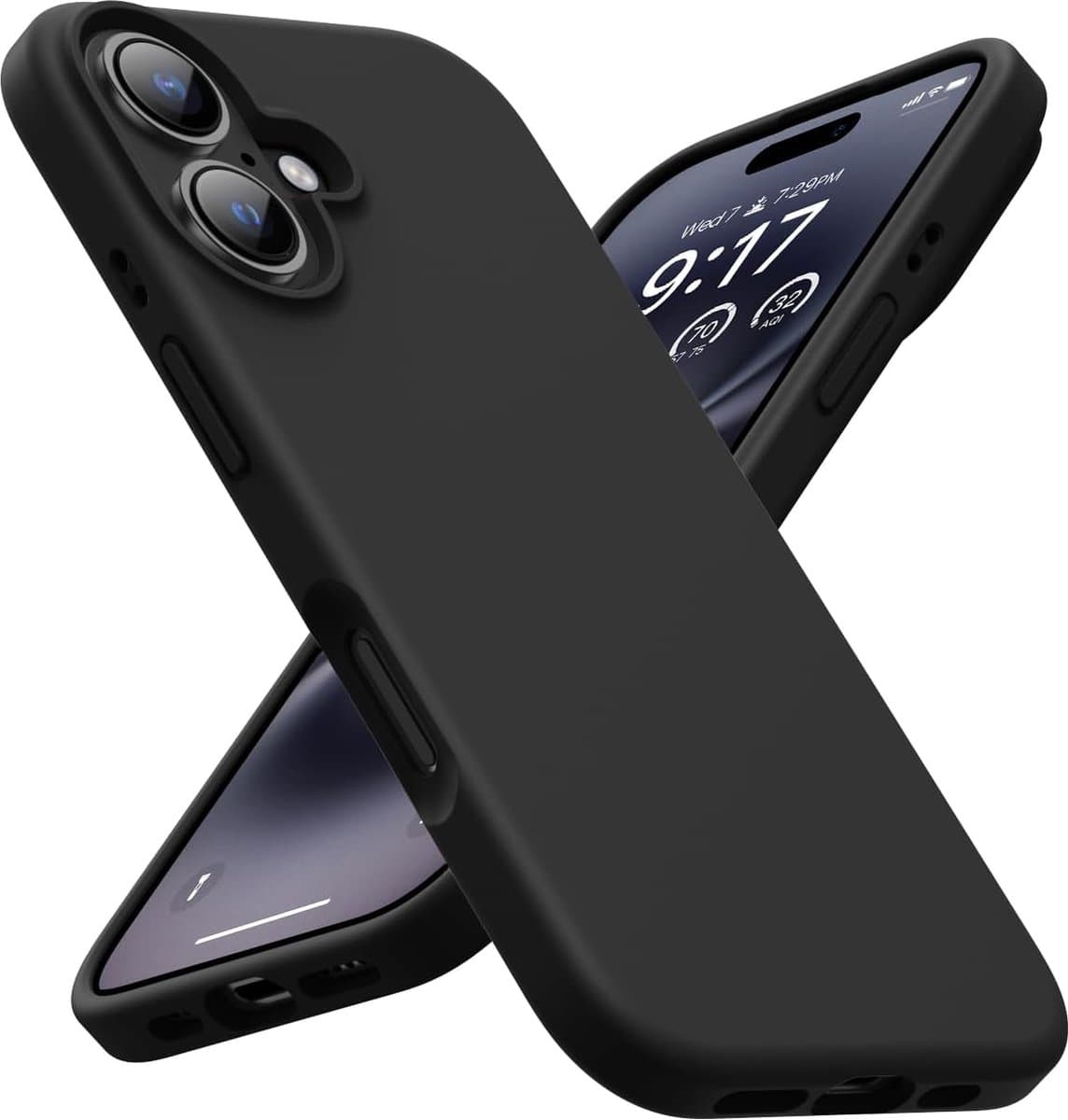 AziLine Zwarte Silicone Case Geschikt voor iPhone 16 Plus - iPhone 16 Plus Zwarte Bescherming Hoesje - Premium Zwarte Backcover geschikt voor iPhone 16 Plus