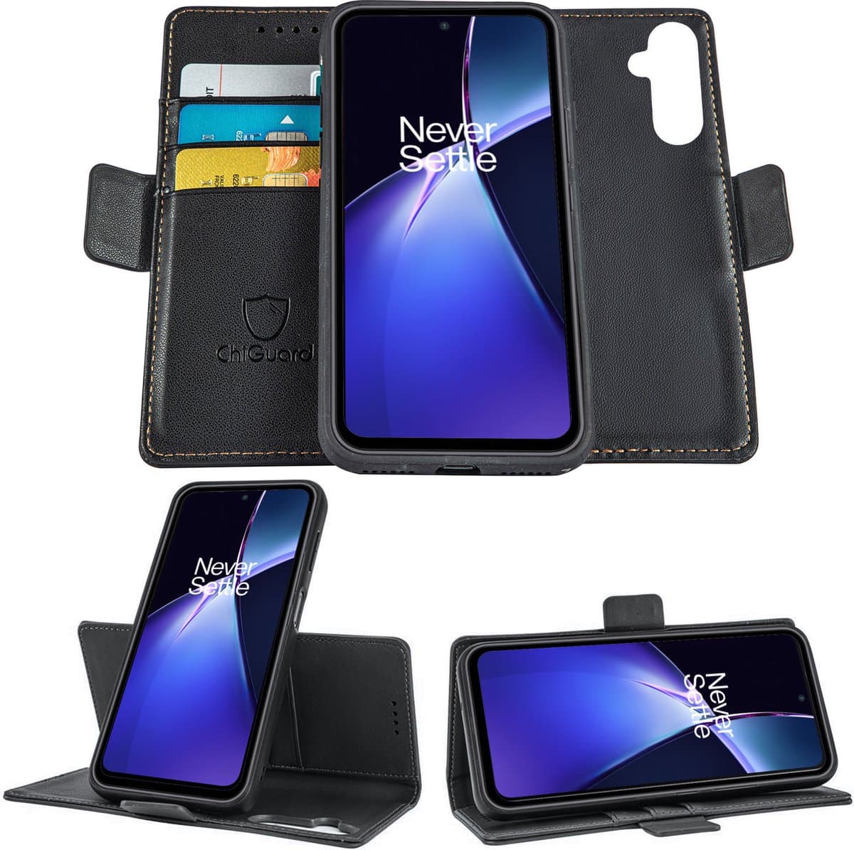 Geschikt voor OnePlus Nord CE4 Lite - Book Case Hoesje - Uitneembaar Hoesje - Magnetische Sluiting - Portemonnee Rustic Zwart