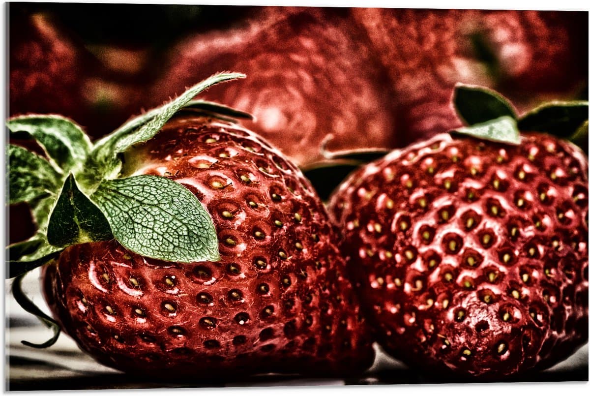 Acrylglas - Aardbeien naast Elkaar - 75x50 cm Foto op Acrylglas (Met Ophangsysteem)