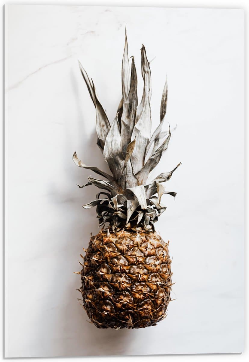 Acrylglas - Ananas op Witte Achtergrond - 40x60 cm Foto op Acrylglas (Met Ophangsysteem)