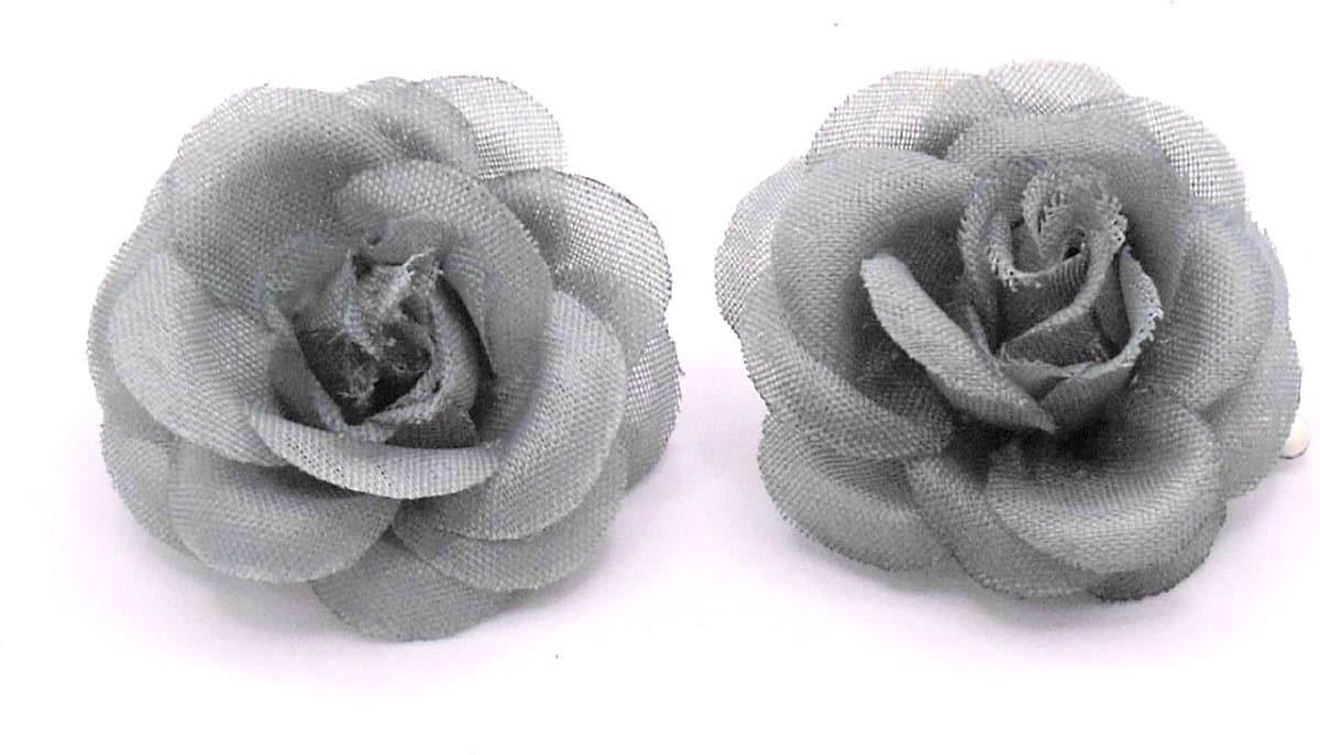 2 roosjes klein met duckklem grijs