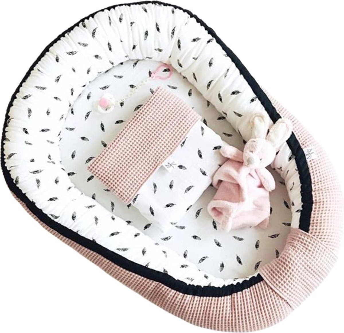 Mauties Mama - Babynestje met RITS - veren oudroze - maat M