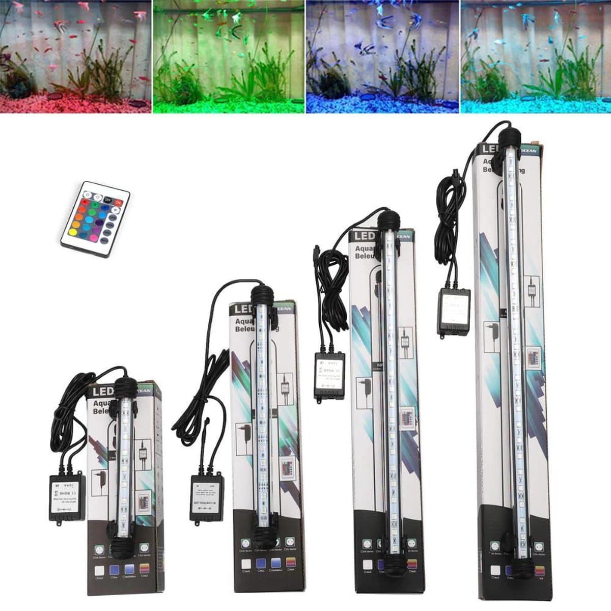 Aquarium LED Verlichting RGB 29 cm – 23 LED’s – IP68 Onderwater Lamp – Met Afstandsbediening -IP65. - Dimmen en kleur instellen.