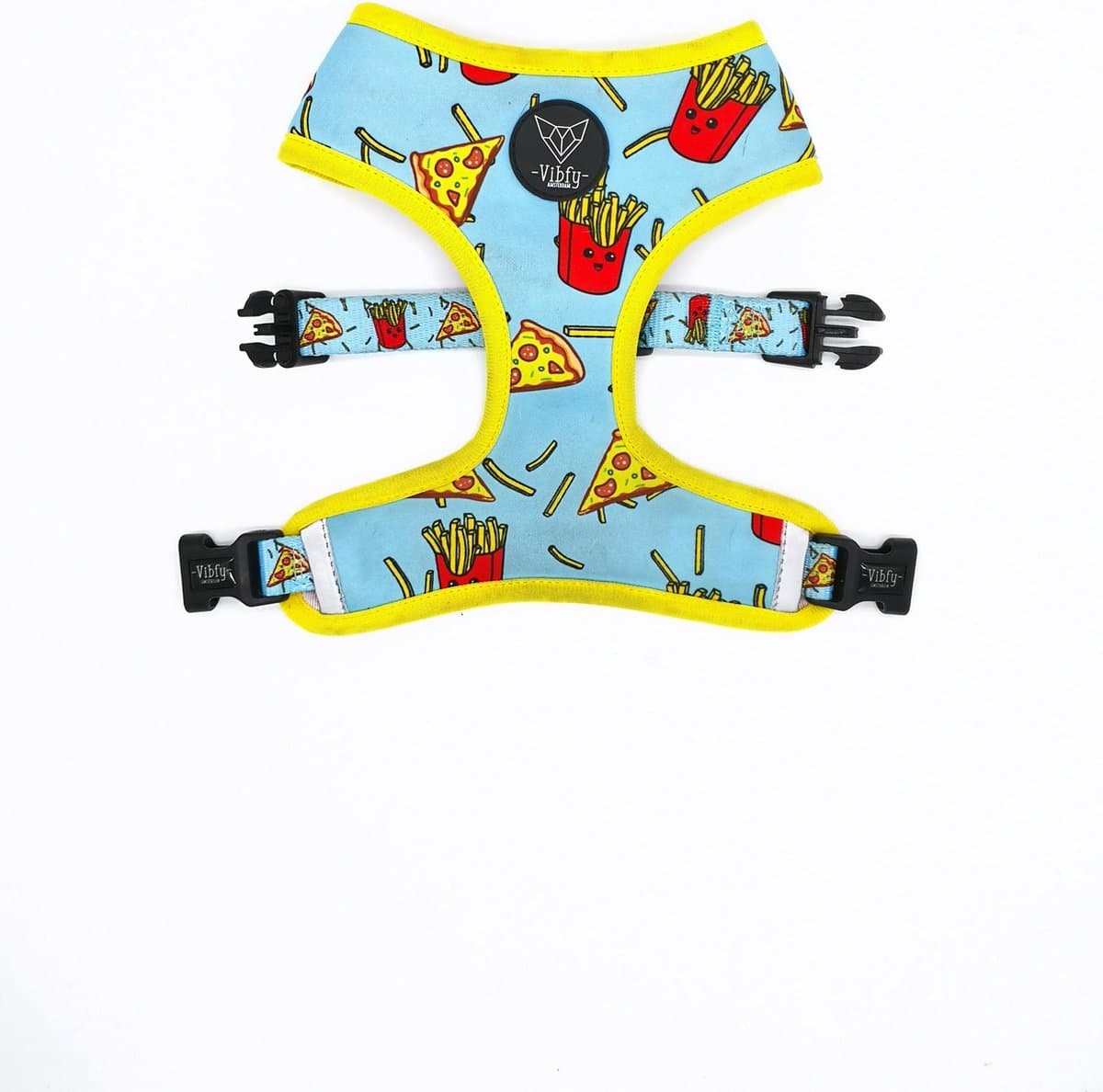 Vibfy - Subzero One - Duurzaam honden tuig / harnas - Pizza & Fries! - Maat M - 46–60 CM