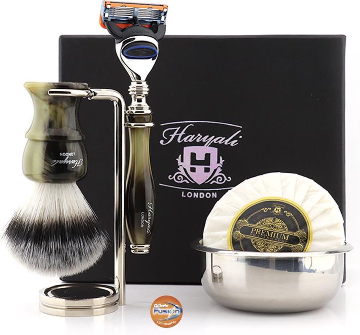 Een complete scheerset met 5 Edge Shaving Razor, scheerkwast, metalen scheerstandaard, metalen scheerkom en zeep, het beste cadeau voor hem