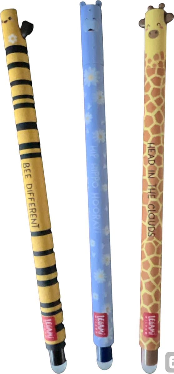 Legami - Uitwisbare Pen - Hippo - Bij - Giraffe - 3 stuks - Navulbaar -