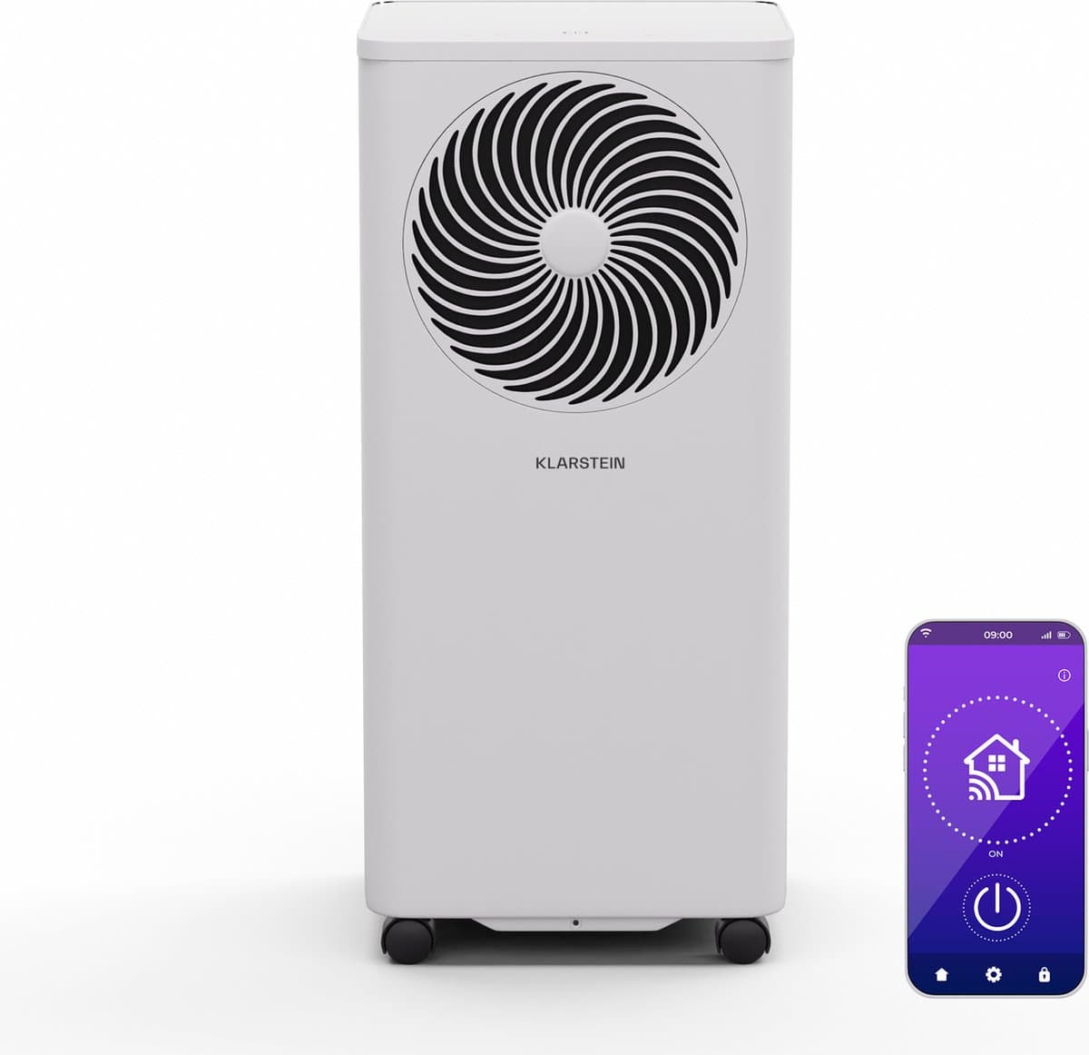 Klarstein draagbare slimme airco 3 in 1, 2,45 kW - krachtige luchtontvochtiger, ventilator & ruimteverfrisser voor maximaal 25 m² - eenvoudige installatie met meegeleverde montageset