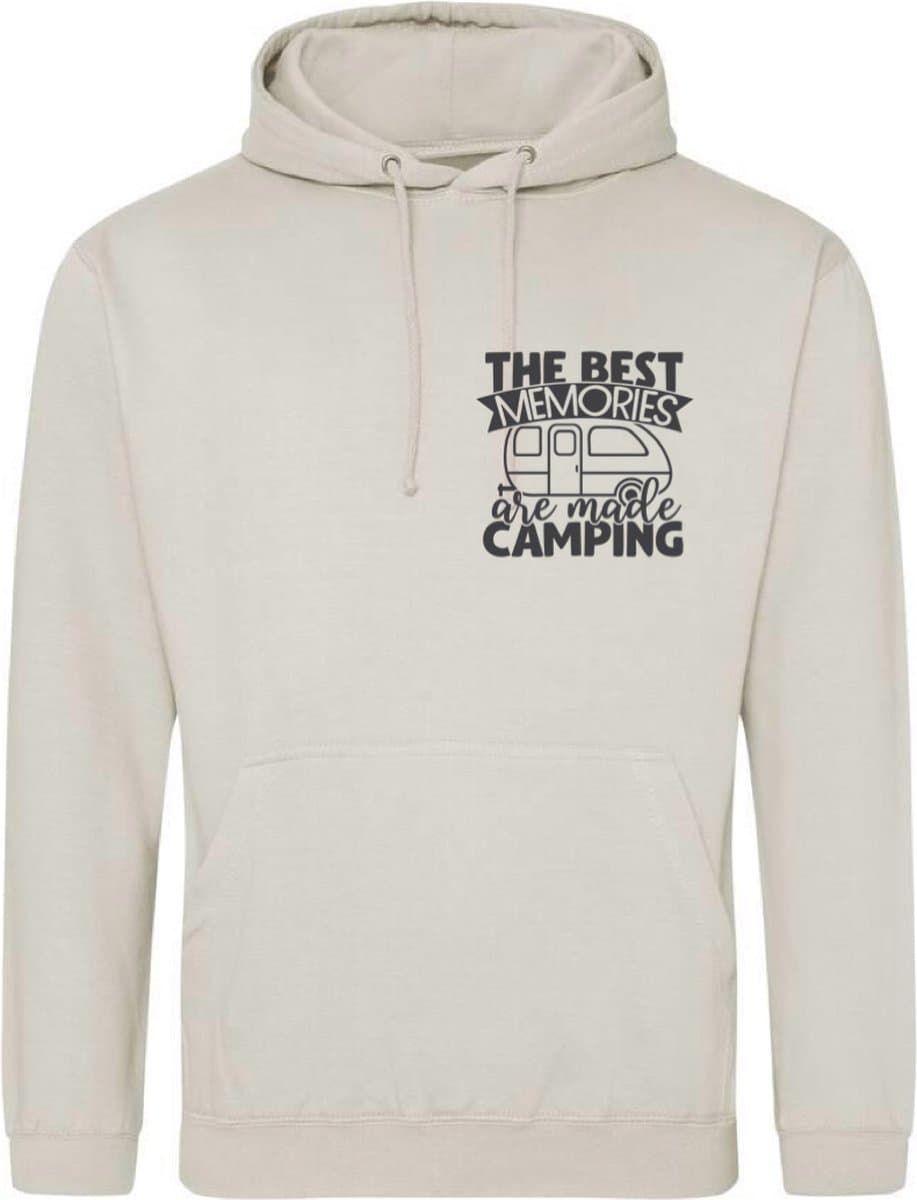 Camping hoodie - Hoodie Beige - The best memories are made camping - Dames en Heren - Maat S
