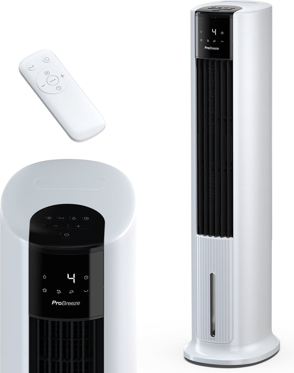 Pro Breeze 7L Mobiele Luchtkoeler – Air Cooler 3-in-1 Koeler, Ventilator, Luchtbevochtiger – Krachtige Verdampingsluchtkoeler met Timer – 60°Automatische Oscillatie – Waterdamp Luchtkoeling voor Slaapkamer, Woonkamer, Kantoor of Gym – 105cm