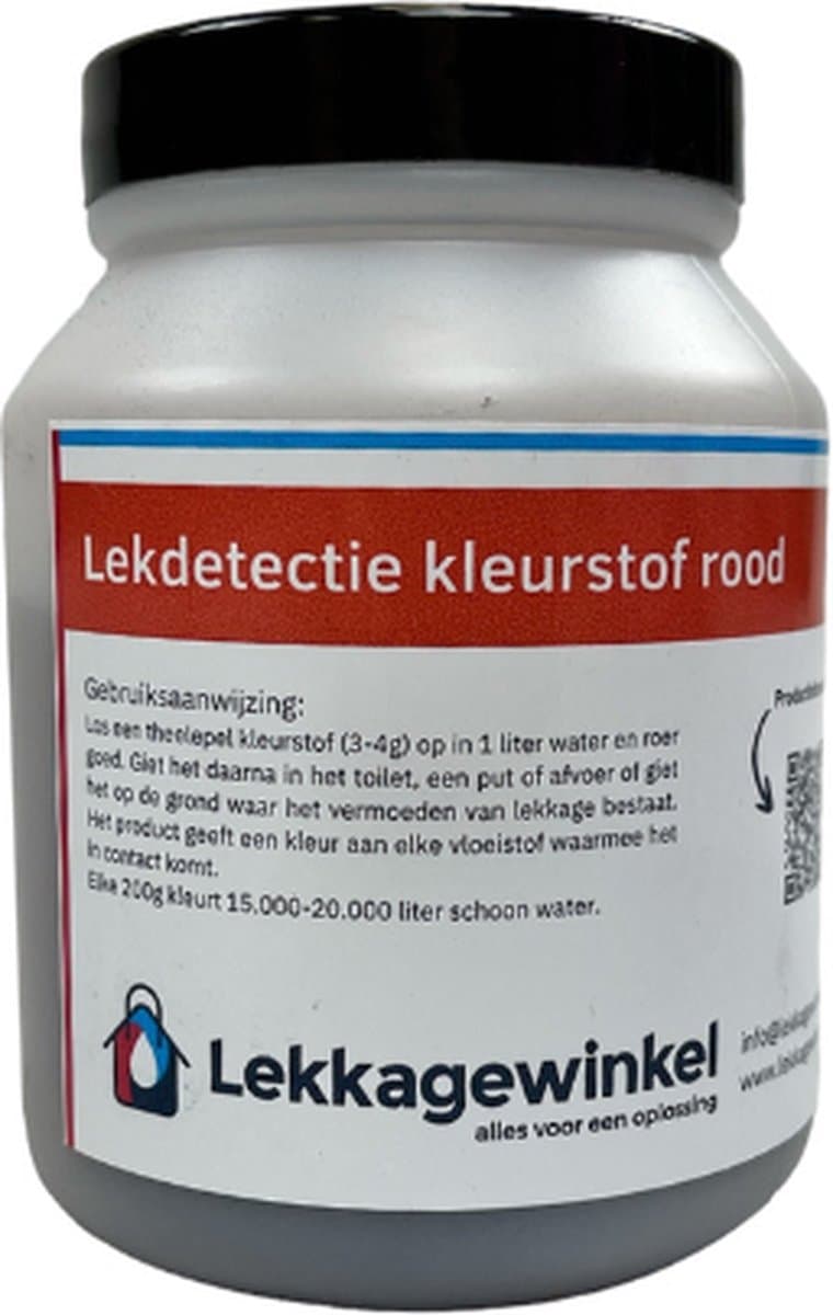 Lekdetectie kleurstof rood 200 gram - riool - traceer - lekkage - waterlekkage