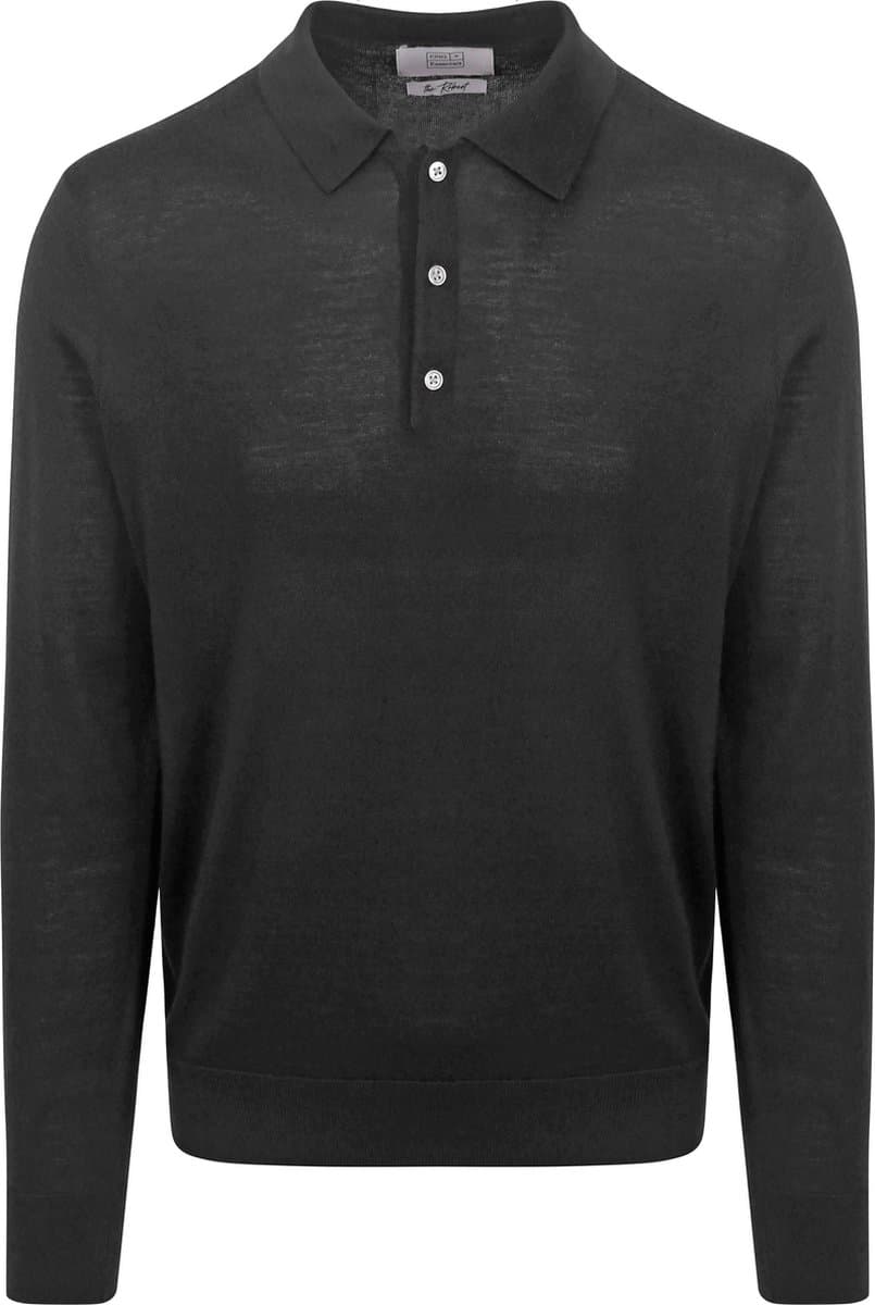 King Essentials The Robert Long Sleeve Poloshirt Merino Zwart - Maat XL - Heren - Pullovers