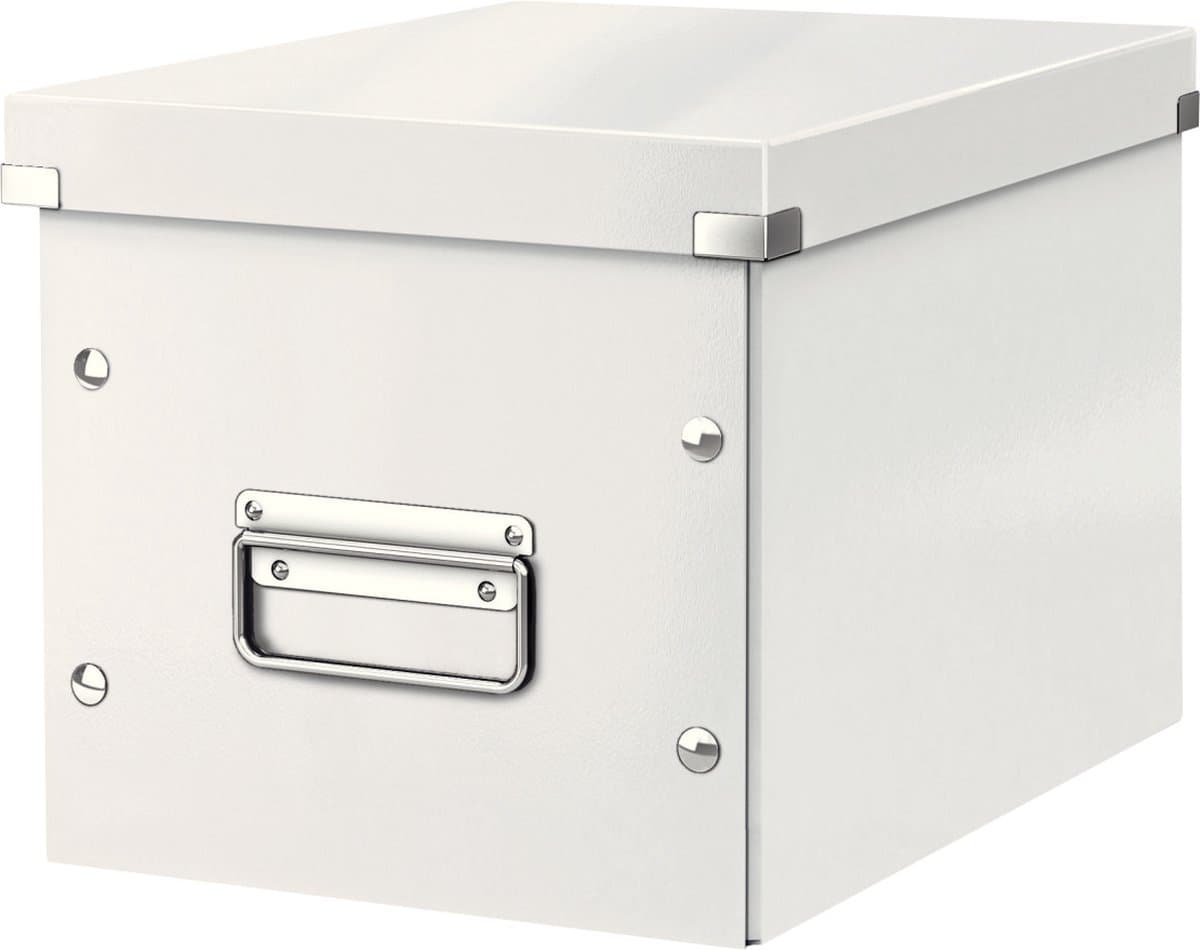 Leitz Wow Click & Store Kubus Middelgrote Opbergdoos - 80% Gerecycled Karton - 26 x 24 x 26 Cm (BxHxD) - Wit