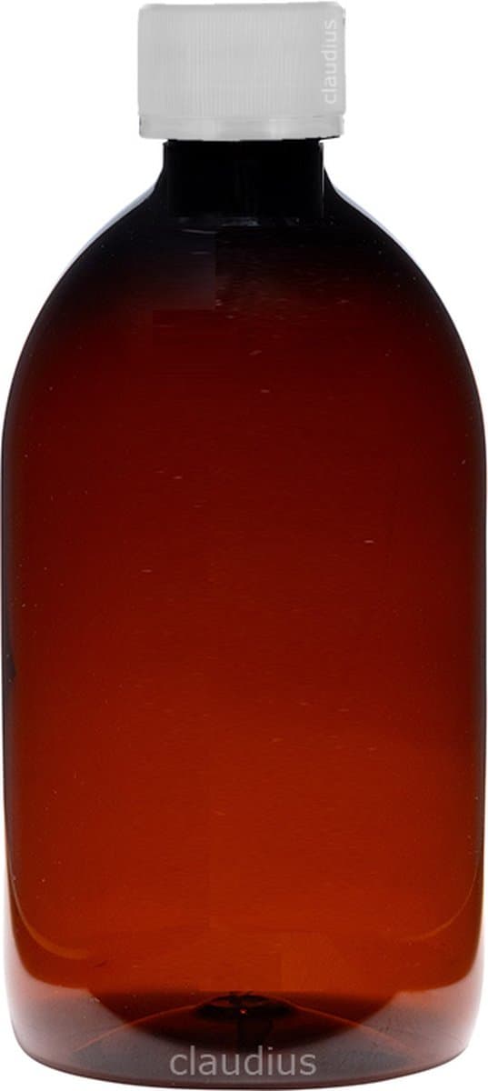 Lege plastic fles 500 ml PET Apothekersfles amber - met transparant verzegeldop - set van 10 stuks - Navulbaar - Leeg