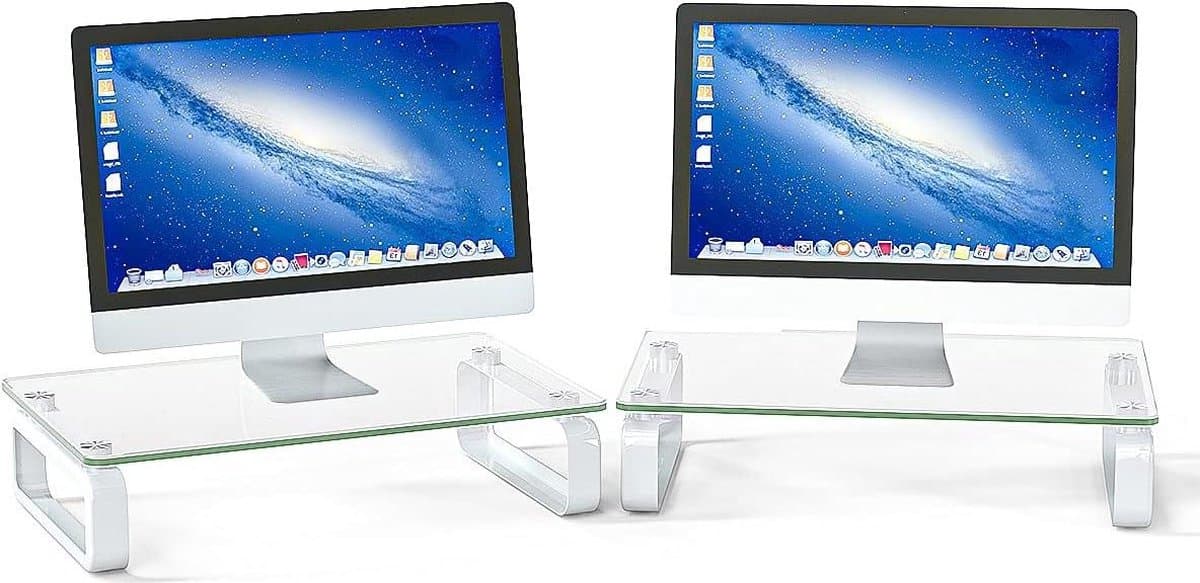 VORLOU - Monitor Stand Riser met gehard glas - Verstelbare Computer Standaard HD02T-201P