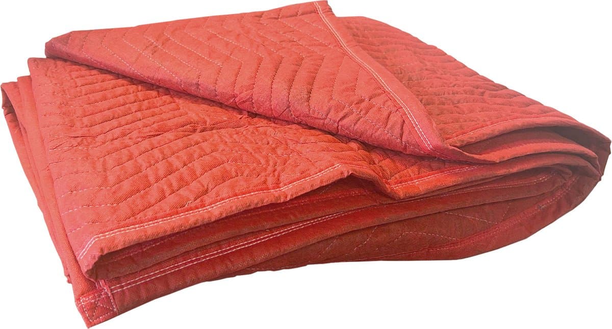Kortpack - 2e keus - 2e Kans Gevoerde Verhuisdekens 183cm x 203cm - Rood + witte stiksels - (099.0048)