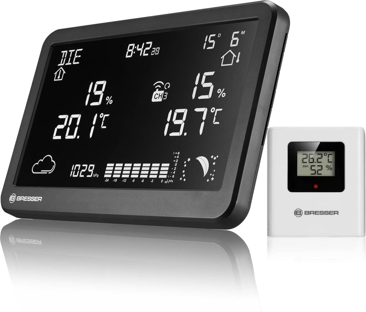 Bresser Weerstation - MeteoTemp TBH - Thermo -/ Hygrometer - Draadloos - Zwart