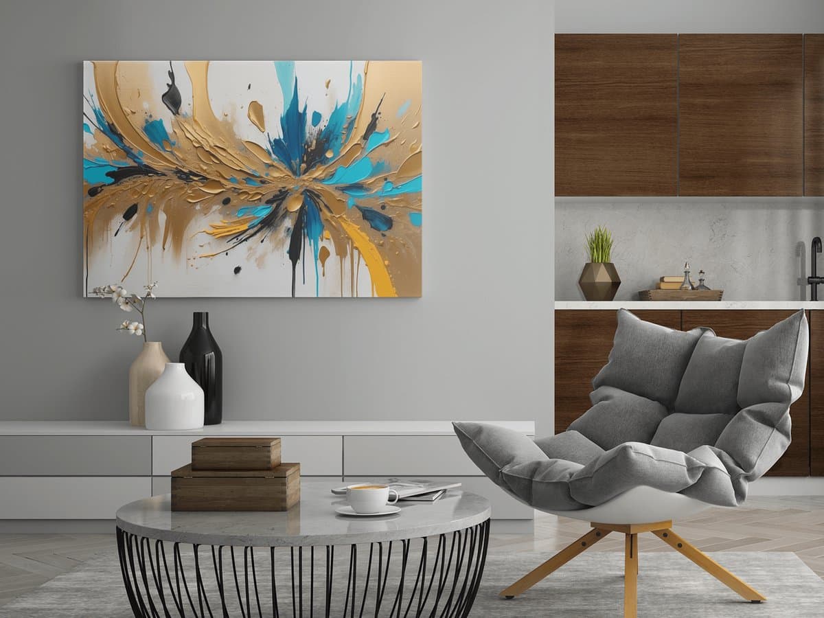 Canvas Schilderij - Abstract - Kunst - Olieverf - Goud - 120x80x2 cm