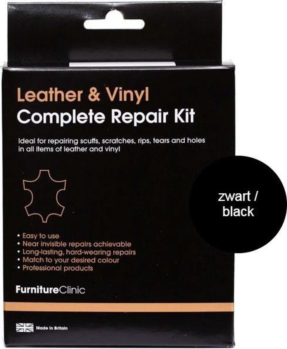 Compleet Lederen Reparatie Set - Kleur: Zwart / Black - Kleine Beschadigingen Herstellen - Leer en Lederwaar - Complete Leather Repair Kit