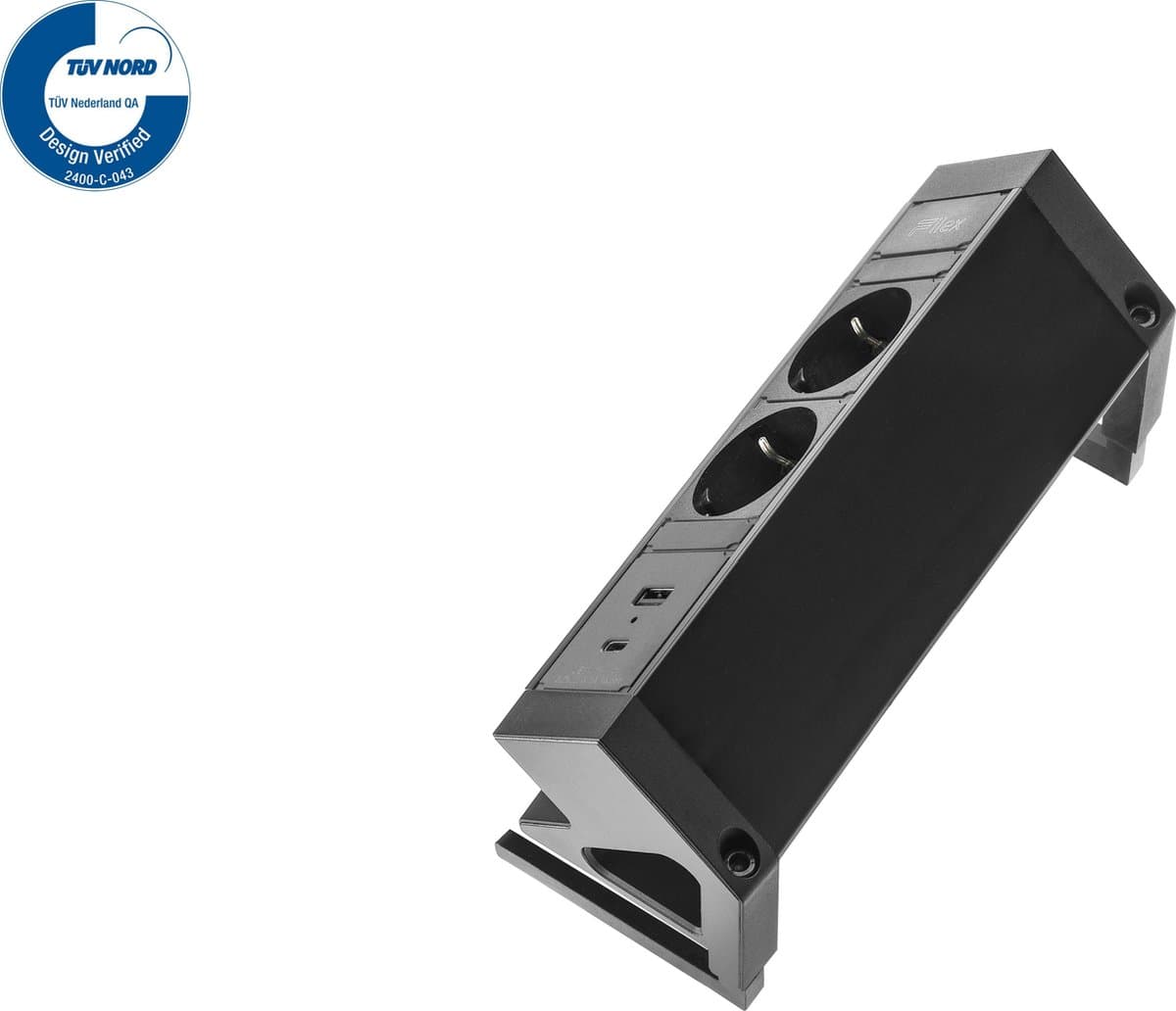 Filex Power Desk Up® 2.0 - 2x 230V, 1x USB A+C Charge (5.0V - 3.1A - 15.5W) - Zwart
