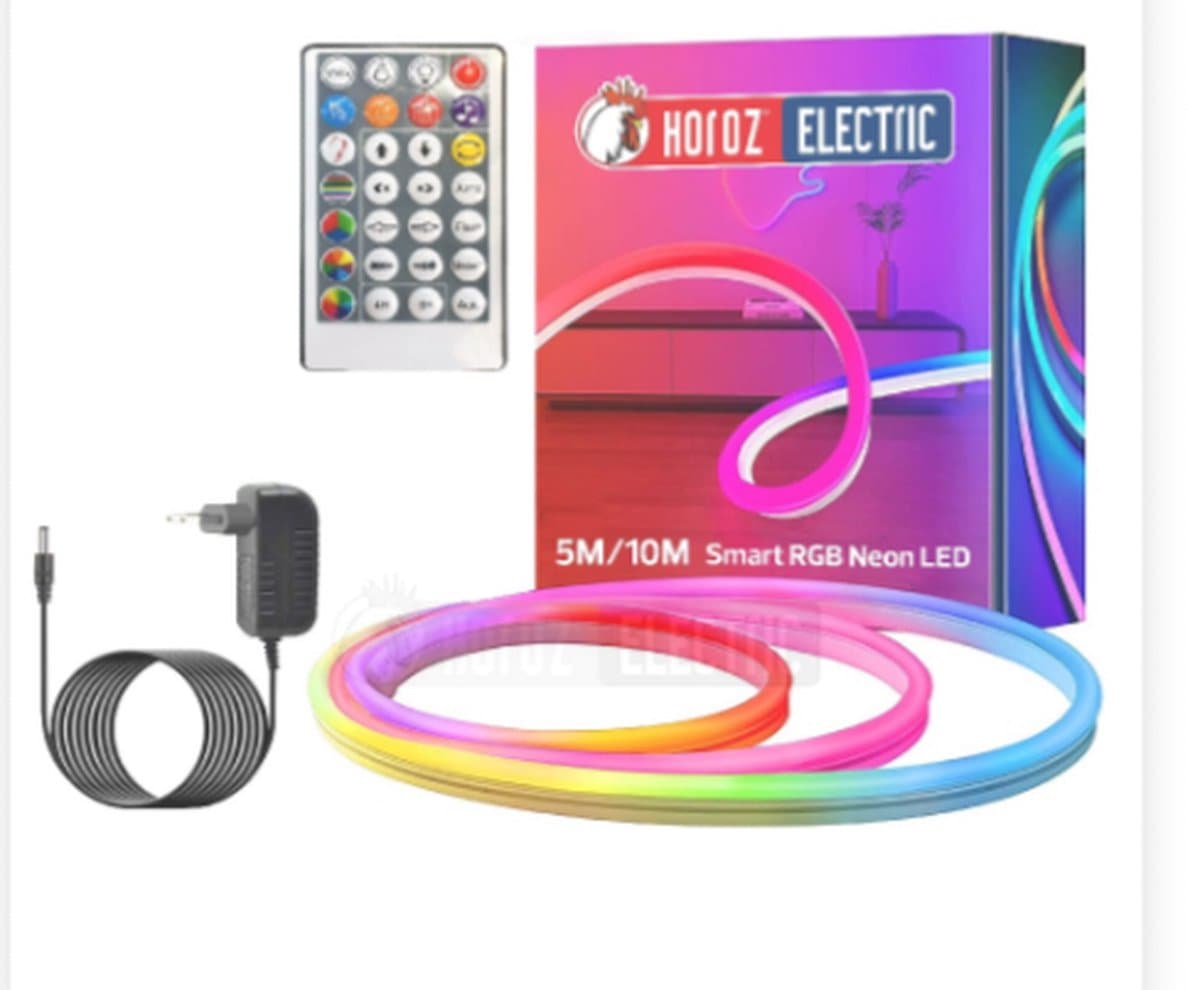 LED Strip/Led Neon Set Digitaal - 10 Meter - 5050-60 - RGB - Waterdicht IP65 - Afstandsbediening - 12V