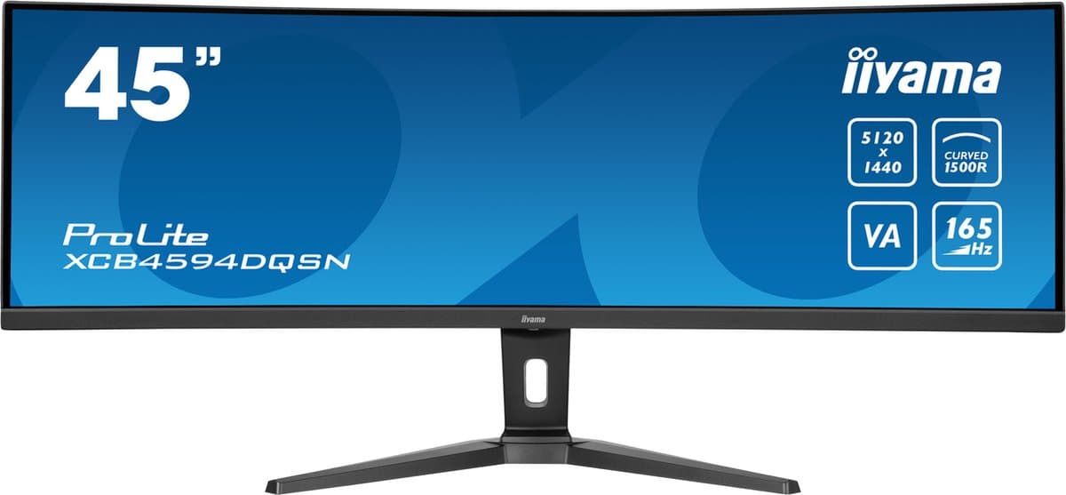 iiyama G-MASTER 45'' Dual QHD VA-paneel met KVM-switch, USB-C-dock en RJ45 (LAN) en in hoogte verstelbare standaard