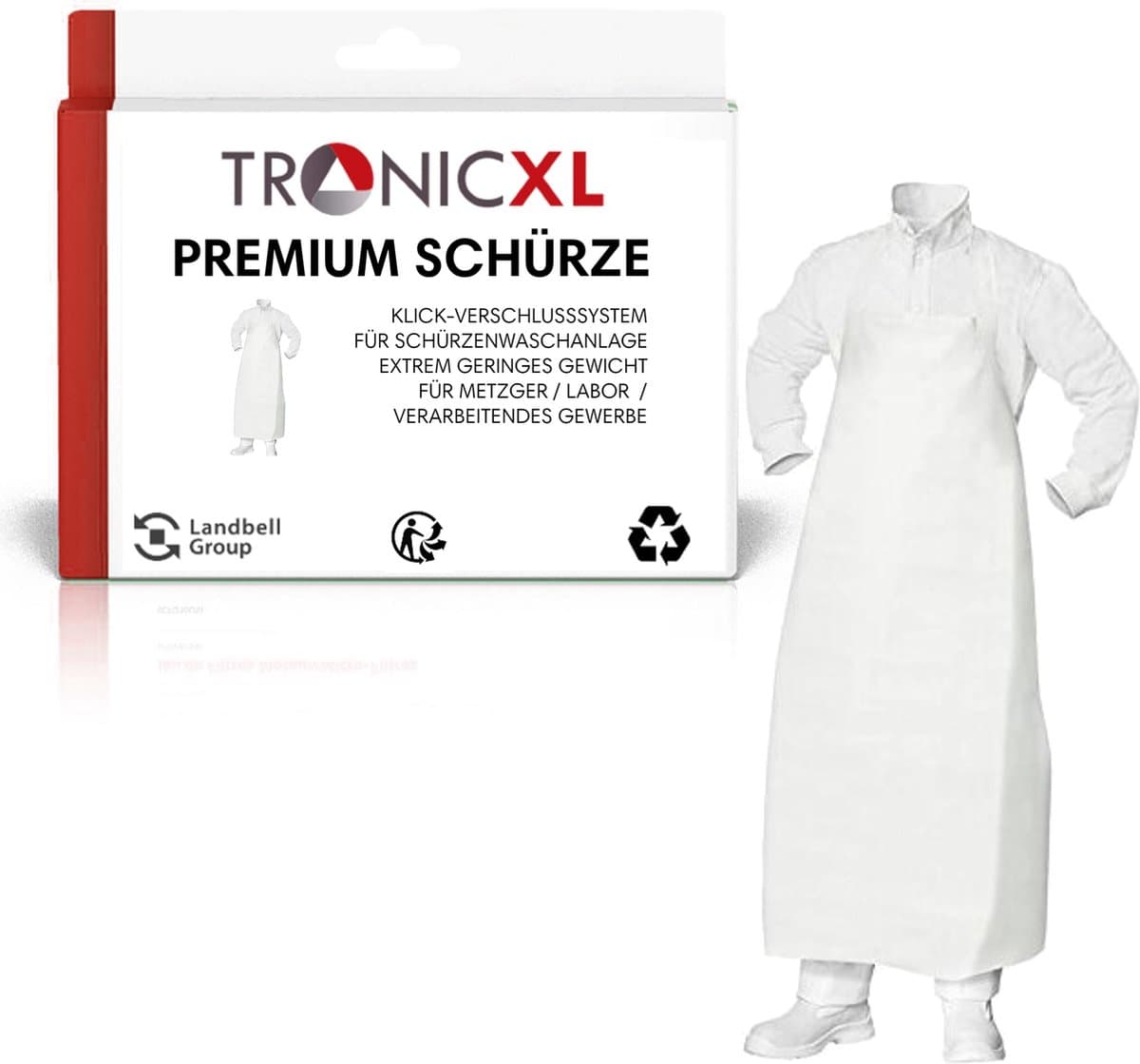 TronicXL – afwasbare short 130cm - Berenschorten folie - geschikt voor laboratorium/chirurgie/dokters/slagers/schortjas wasbaar - wit