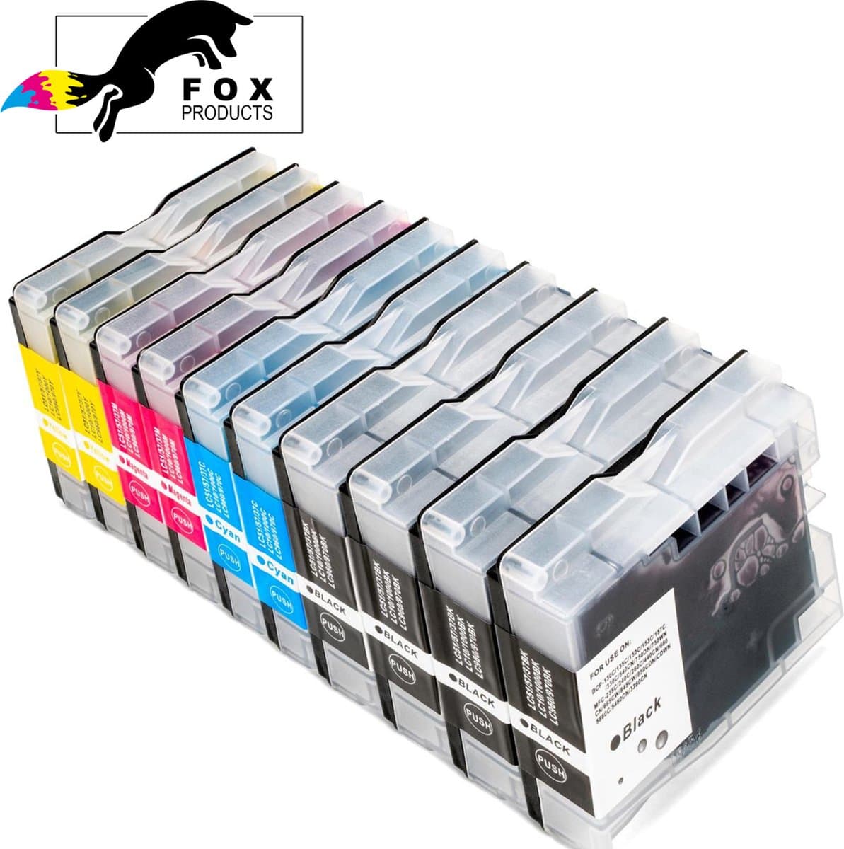 FoxProducts® LC-970 LC-1000 LC970 LC1000 - cartridge - 10stuks geschikt voor Brother - DCP-130C DCP-330C DCP-330CN DCP-350C DCP-350CJ DCP-353C DCP-357C DCP-525C DCP-525CJ DCP-530CJ DCP-535C DCP-535CN DCP-540CJ