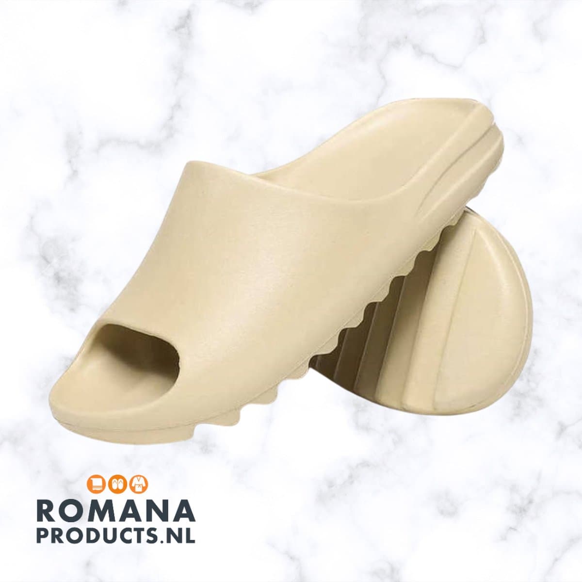 Romana Products Unisex Badslippers - Slides - Ideaal voor Hotel en Sauna - Beige - Maat 36/37