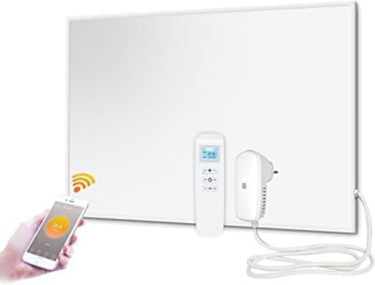 Elektrische kachel infrarood - ‎92 x 62 x 1,6 cm - 520 Watt + Wifi-stekkerthermostaat met afstandsbediening