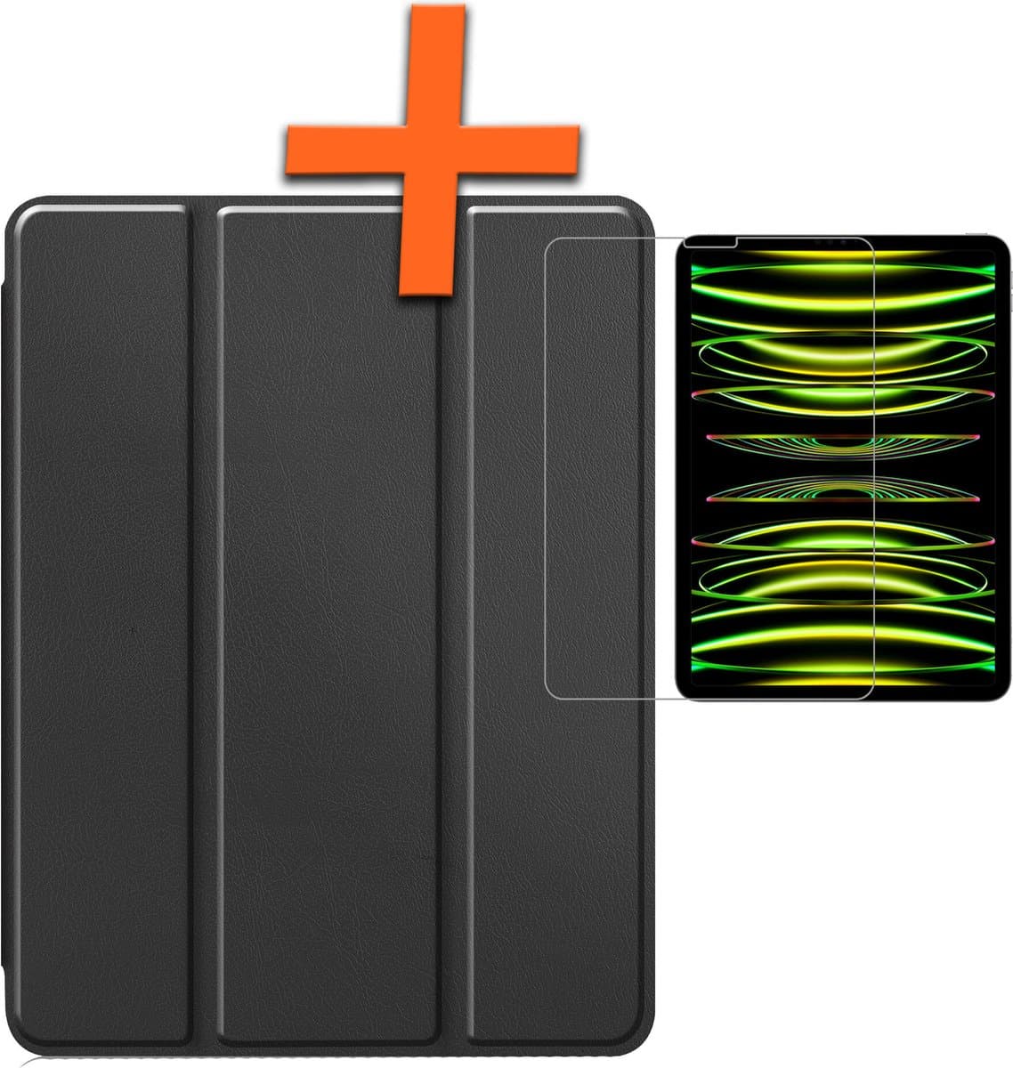 Hoesje - Geschikt voor Apple iPad Pro (2024/2025) - 11 inch - Met Screenprotector - Trifold Bookcase - Hard Cover Case - Met Uitsparing Geschikt voor Apple Pencil - Hardcover Book - Tablet Hoes - Zwart
