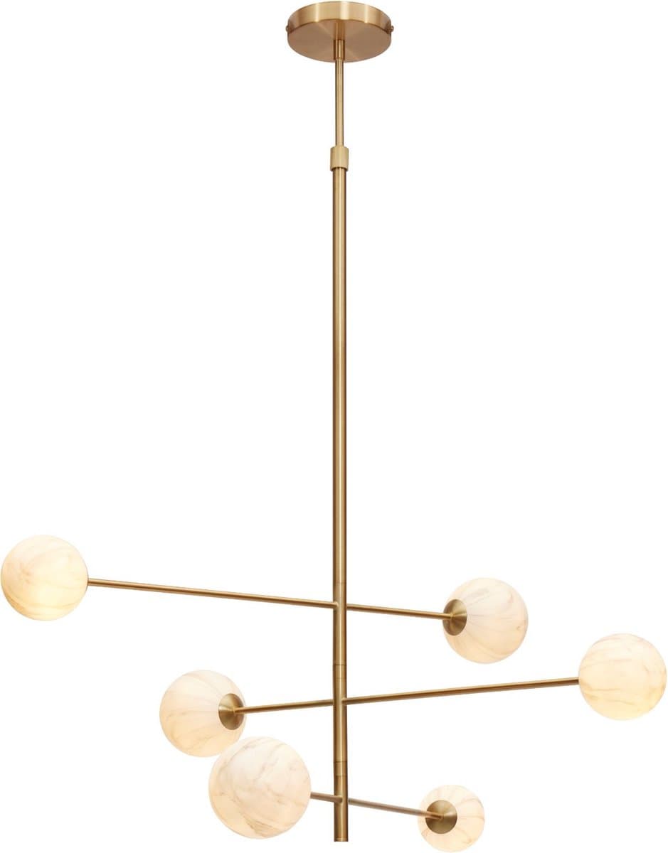 it's about RoMi Hanglamp Carrara - Goud/Wit - 100x100x95cm - 6L - Modern,Luxe - Hanglampen Eetkamer, Slaapkamer, Woonkamer