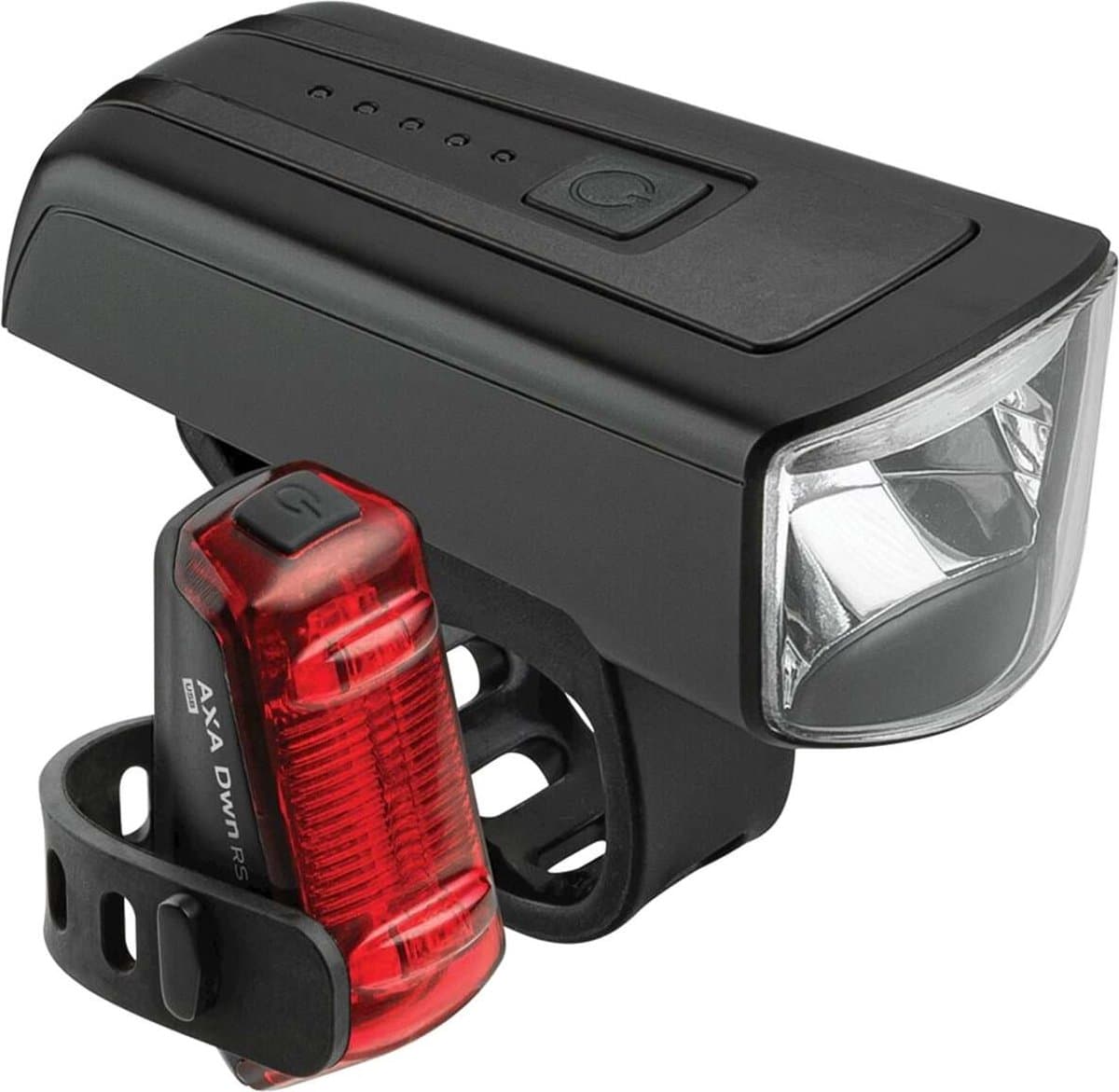 AXA Dwn Set 100 Lux Fietsverlichting – USB Oplaadbare LED Fietslamp Voor en Achter met Remlicht – Fietslampjes Waterdicht – StVZO Goedgekeurd