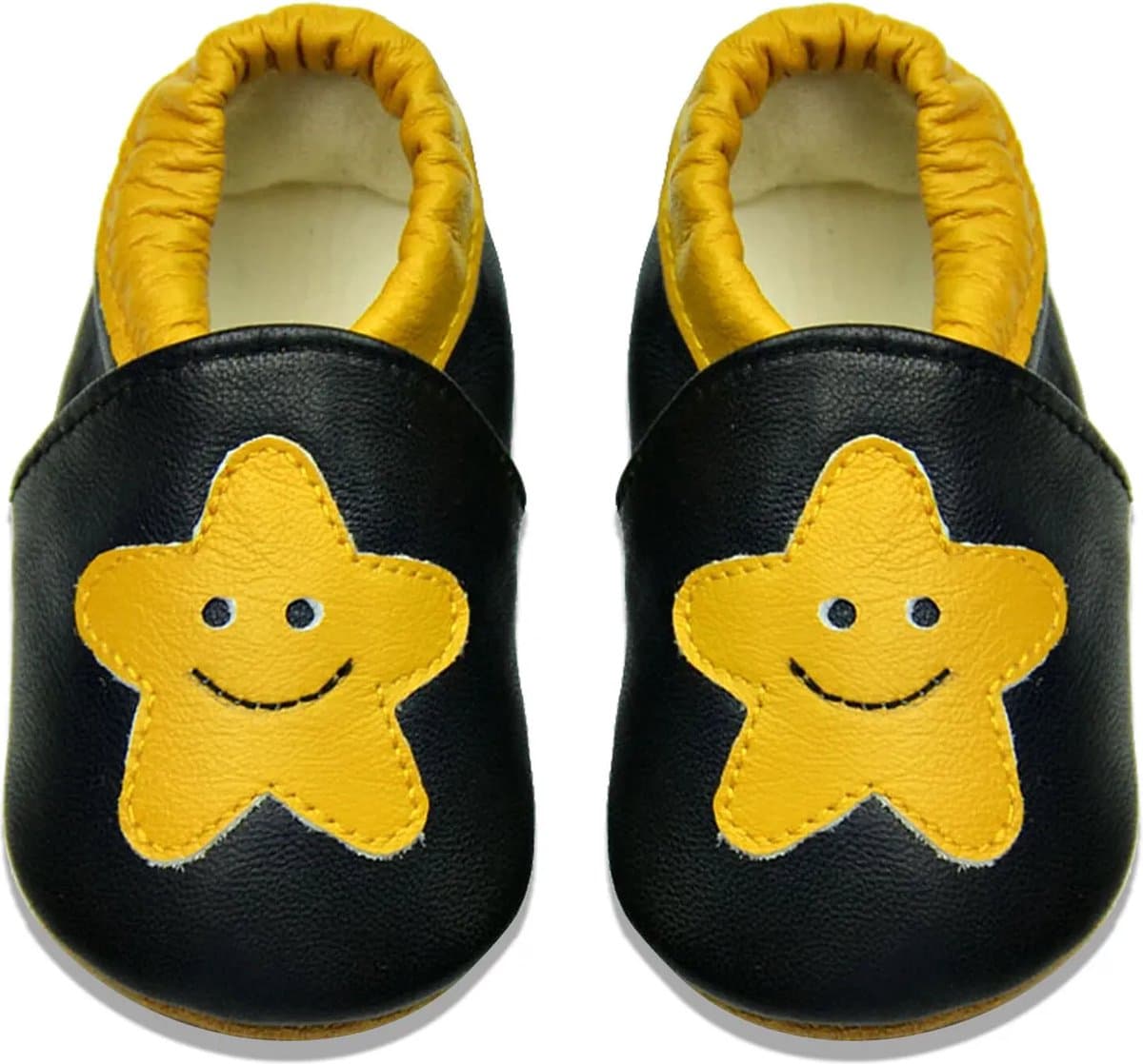 Steppies Babyslofjes Leer - Ster - Maat 18-19 (6-12 maanden, 12 cm) - met Suède Zool
