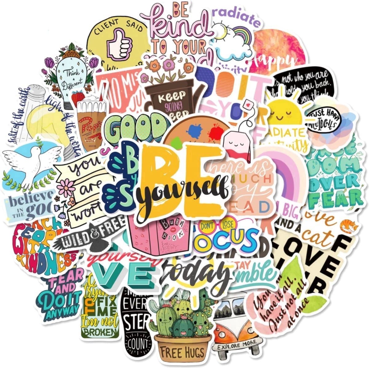 Finnacle - Stickers - 50 stuks - Motivatie Stickers - Bullet Journals - Inspirerende Quotes voor Laptop en Scrapbook - Hobby stickers - Laptopstickers - Quotes